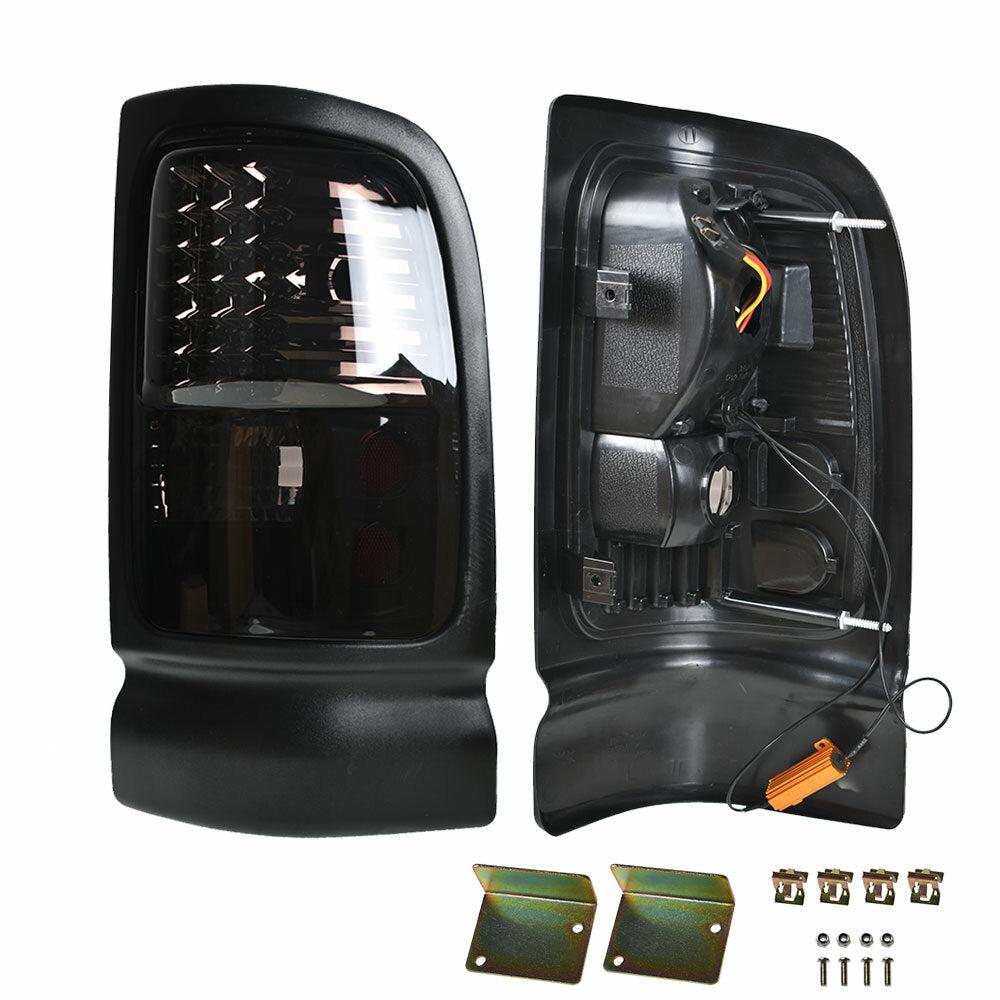 Tail Light Black Chrome Housing LED For Dodge Ram Truck 1500 2500 3500 94-01