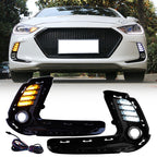 LED Sequential Turn Signal DRL Fog Lights w/Hole for 2016-18 for Hyundai Elantra