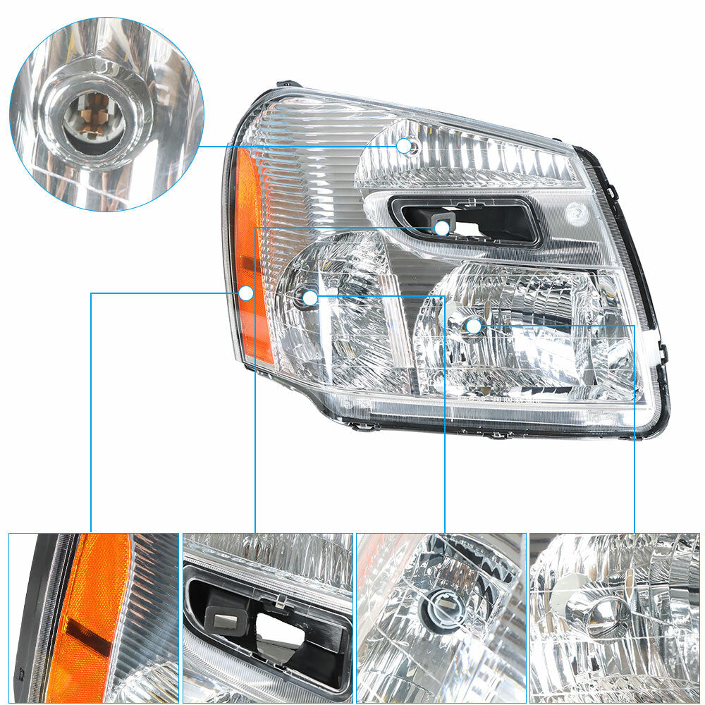 Front Headlight Fit For Chevy Equinox 2005-2009 Headlamp Projector LH+RH Pair