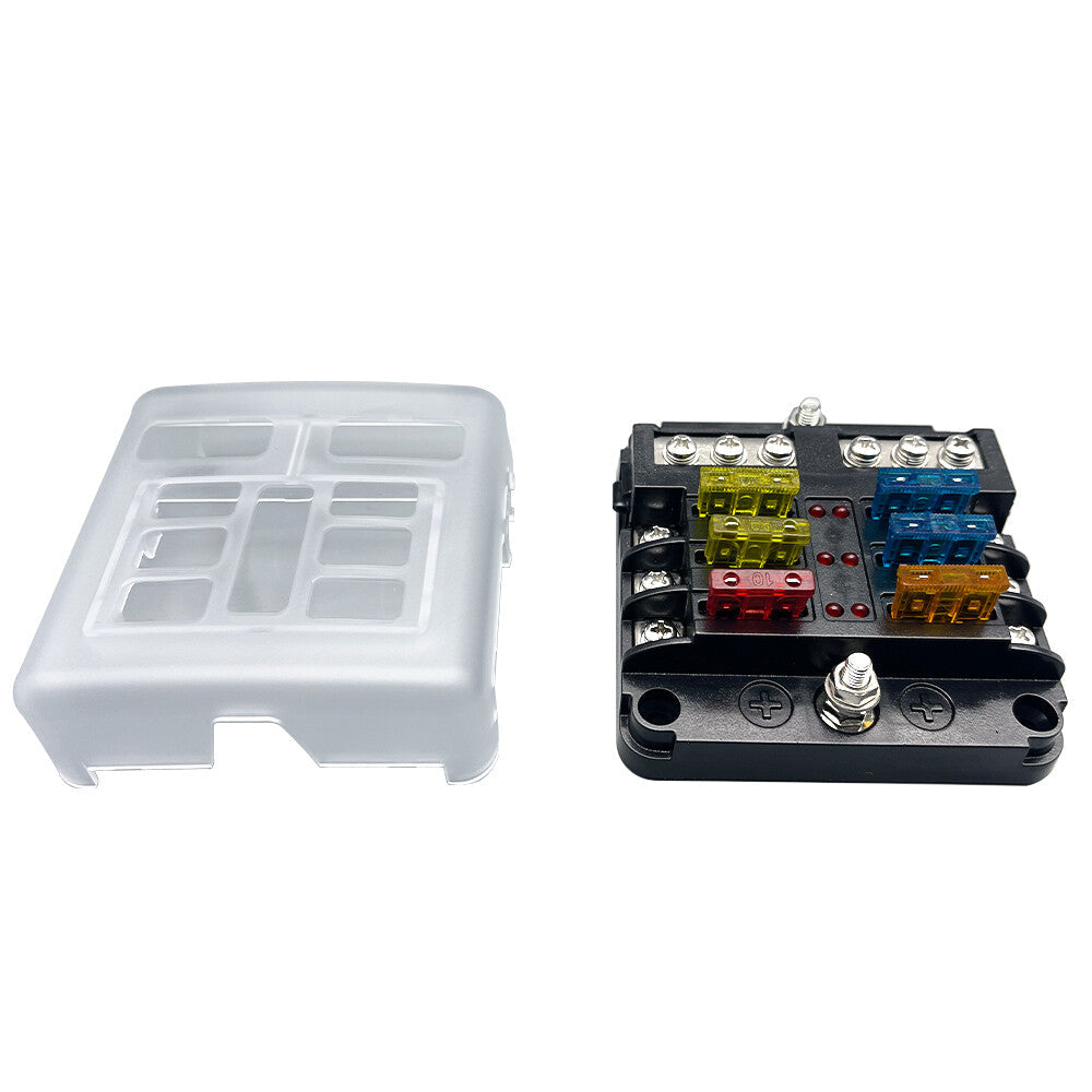 Blade Fuse Box Block Holder 12 24V 6 Way Car Boat Power Distribution Panel