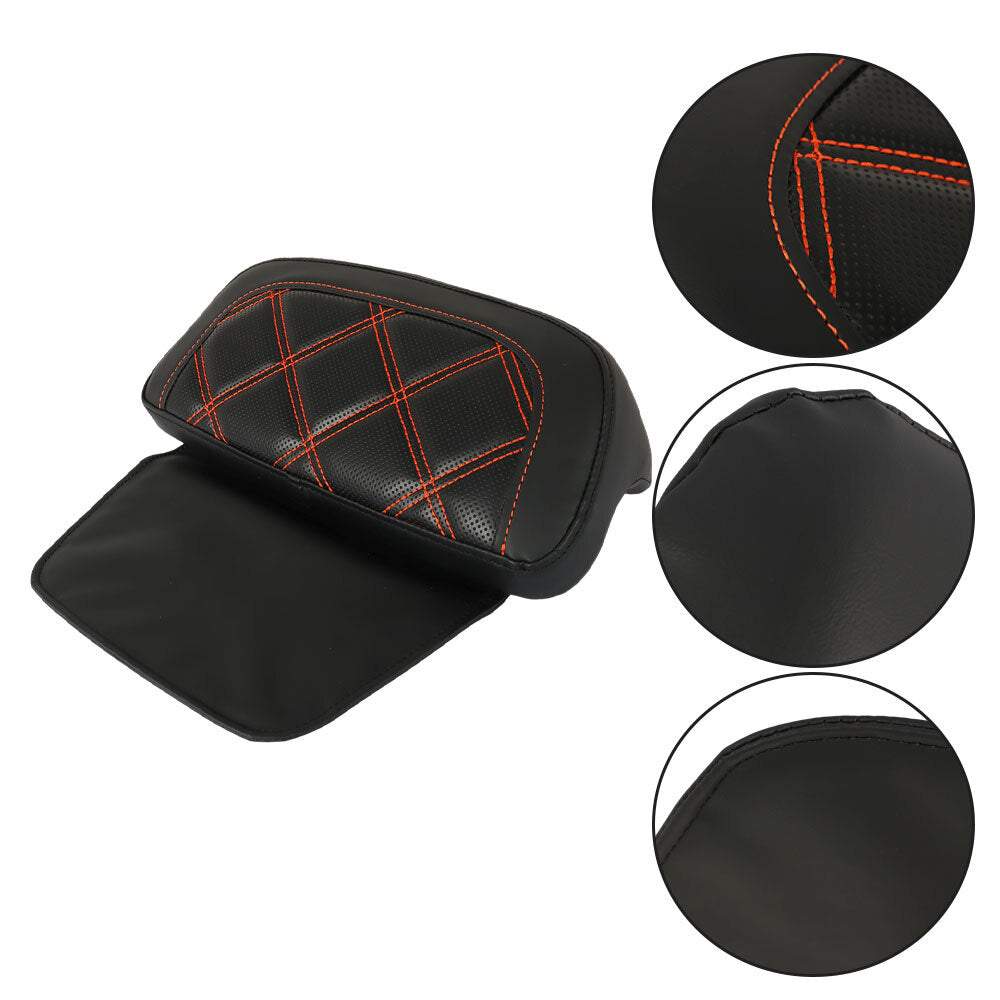 Backrest Pad Orange Stitching For Touring CVO Street Glide Road Glide 2009+ USA