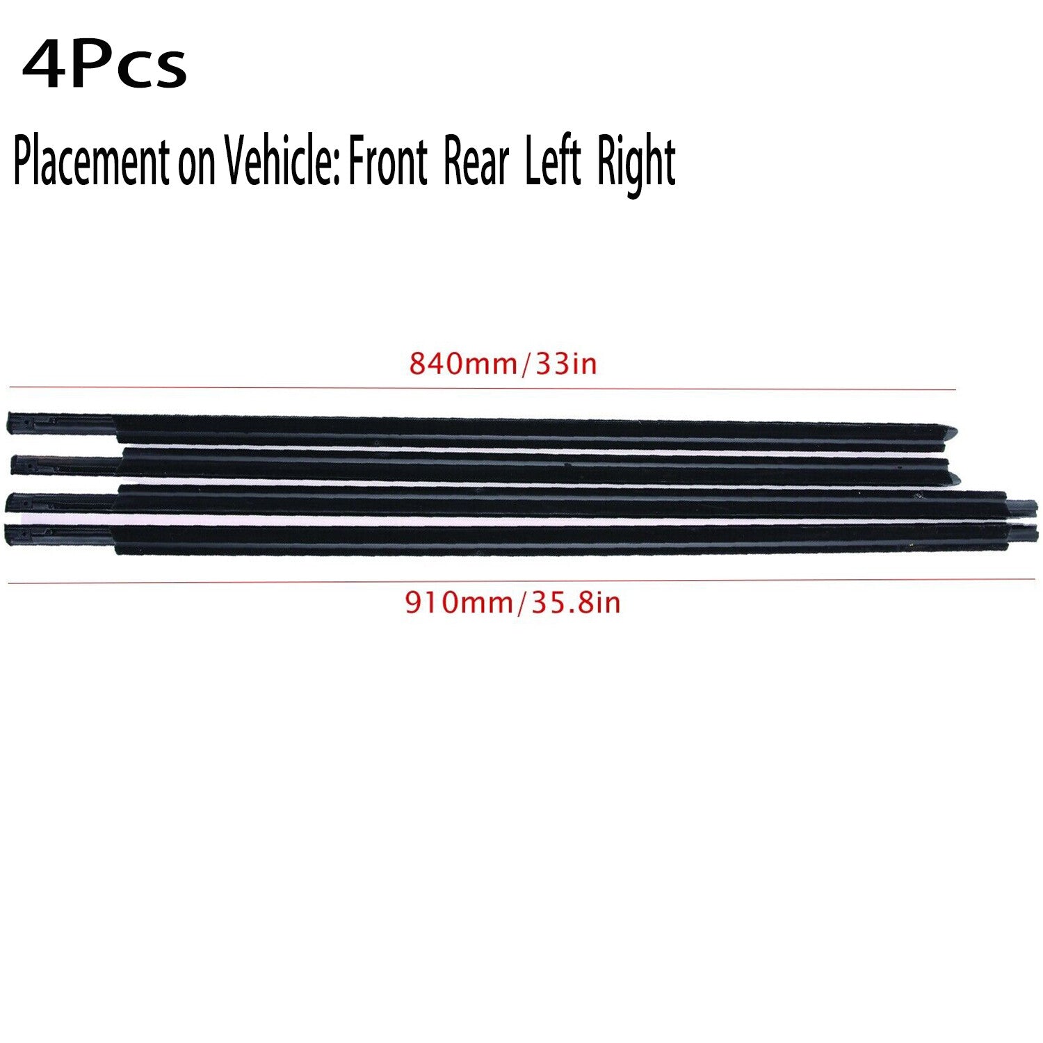 Left Right Front Rear Door Outer Belt Weatherstrip 4Pcs for Dodge Ram 1500 5500