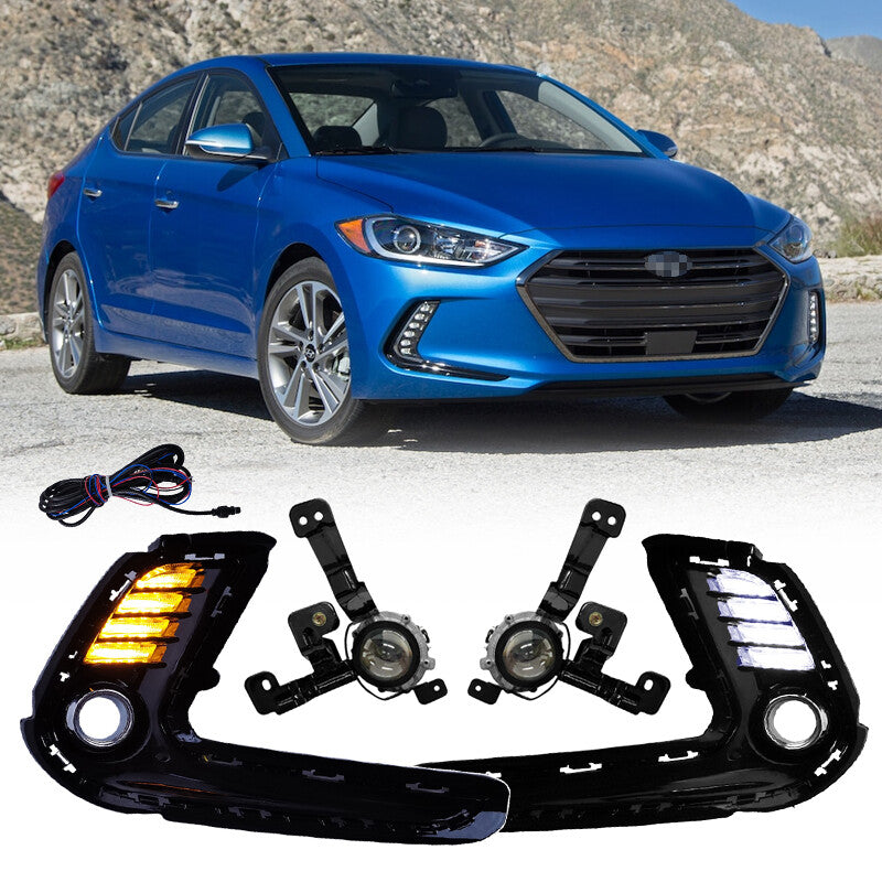 Front LED DRL Turn Signal Fog Lights Lamp for 2016-2018 for Hyundai Elantra