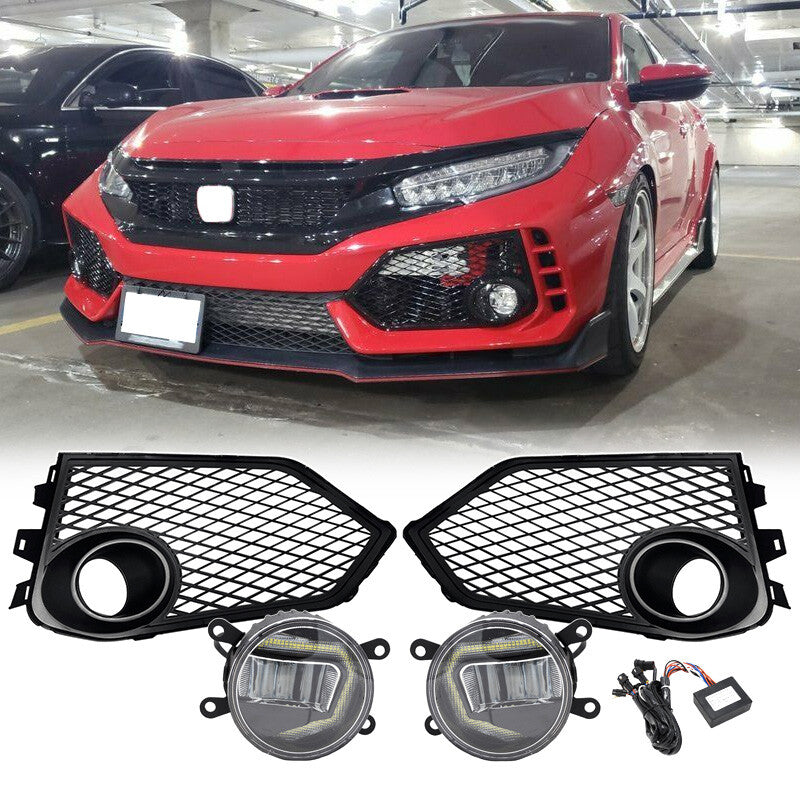 Fog Light Lamp Covers LED Fog Lights Lamps Fit 2017-2021 for Honda Civic Type R