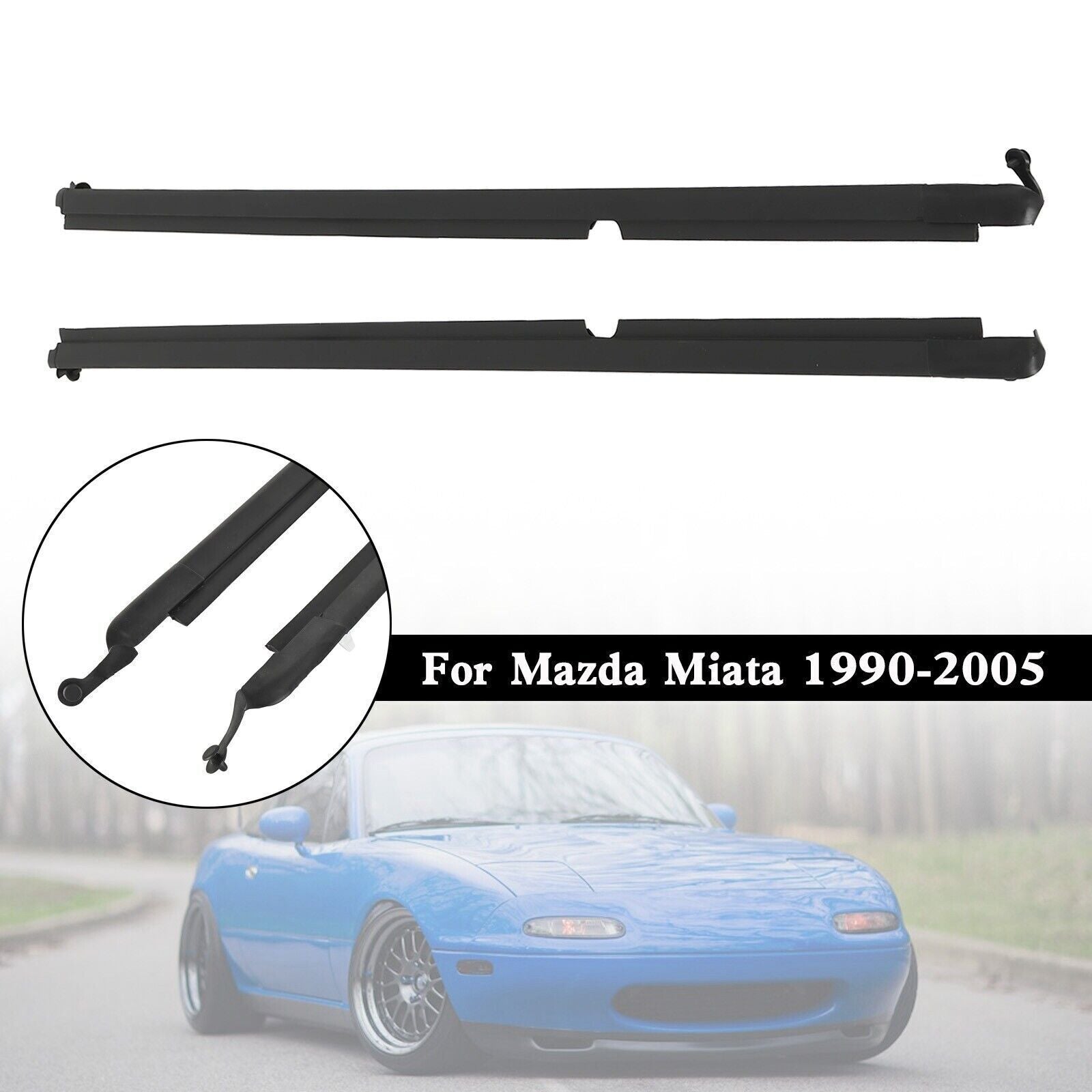 Left and Right Door Glass Window Weatherstrip Seals Set for Mazda Miata 2004