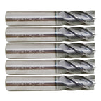 5 PCS 1/2 Inch 4 Flute Carbide End Mill Regular Length TiALN Coated