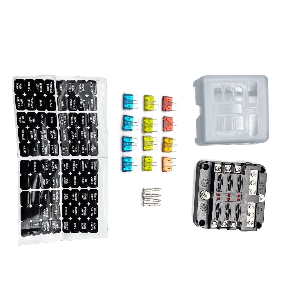 Blade Fuse Box Block Holder 12 24V 6 Way Car Boat Power Distribution Panel