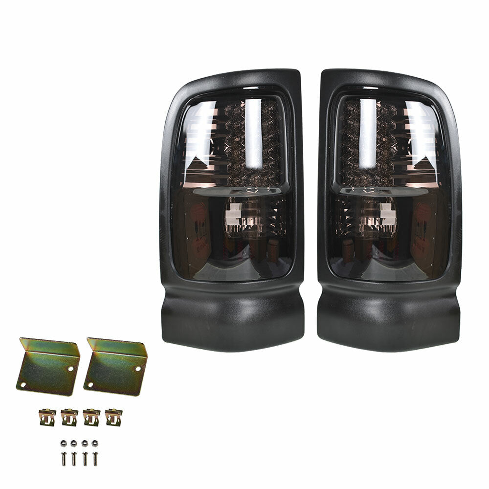 Tail Light Black Chrome Housing LED For Dodge Ram Truck 1500 2500 3500 94-01
