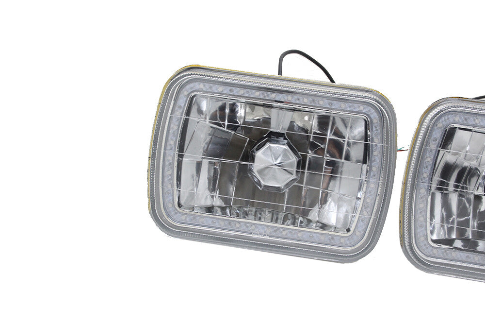 7X6 RGB MULTI COLOR LED SMD Halo Headlights PAIR for Jeep Wrangler YJ 86-95