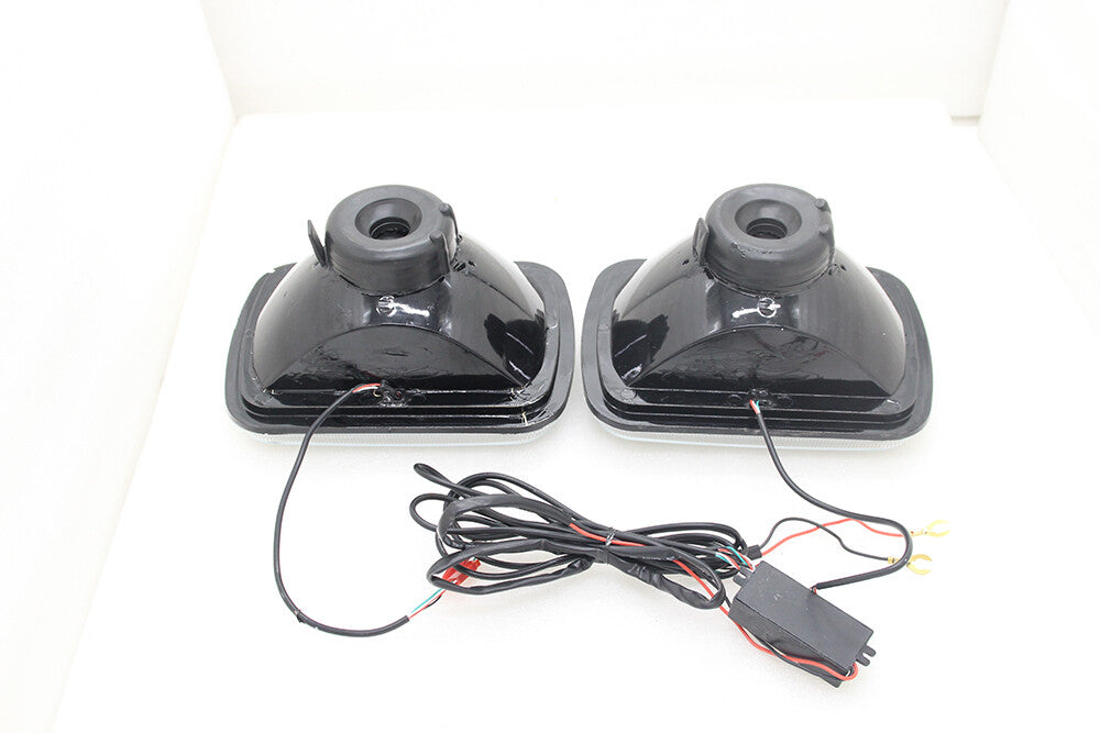 7X6 RGB MULTI COLOR LED SMD Halo Headlights PAIR for Jeep Wrangler YJ 86-95