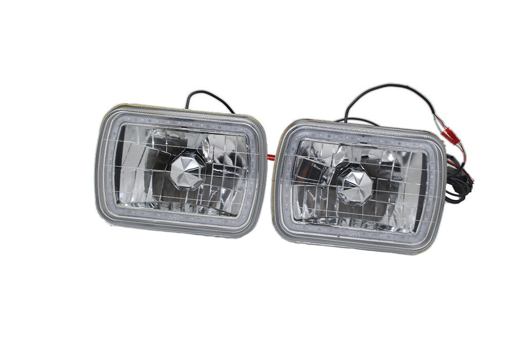 7X6 RGB MULTI COLOR LED SMD Halo Headlights PAIR for Jeep Wrangler YJ 86-95