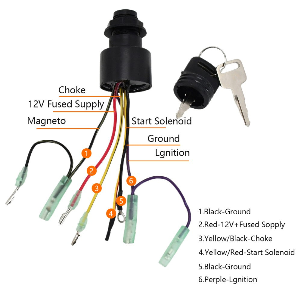 Boat Ignition Switch with Key for Mercury Mariner Outboard Motor Control Box