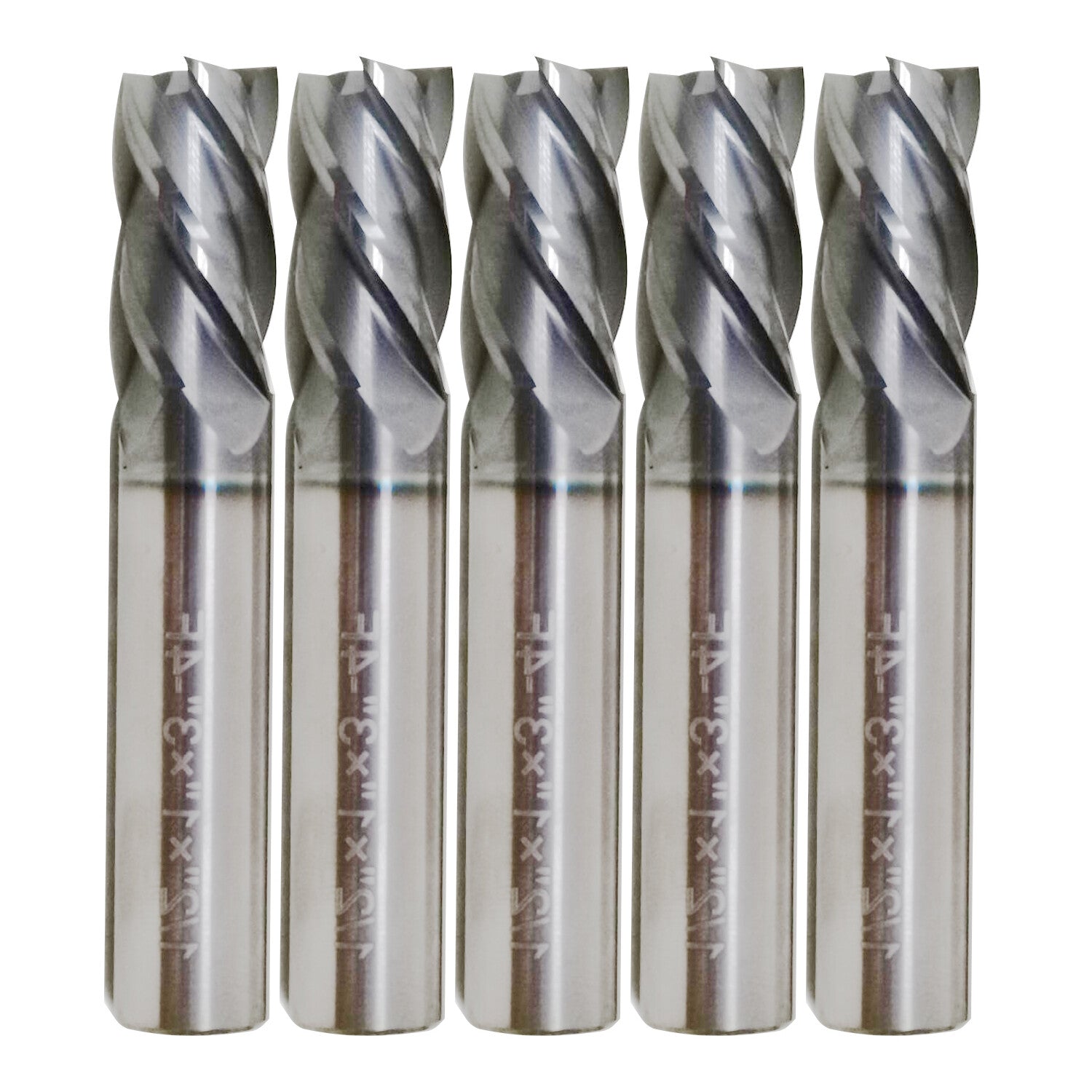 5 PCS 1/2 Inch 4 Flute Carbide End Mill Regular Length TiALN Coated