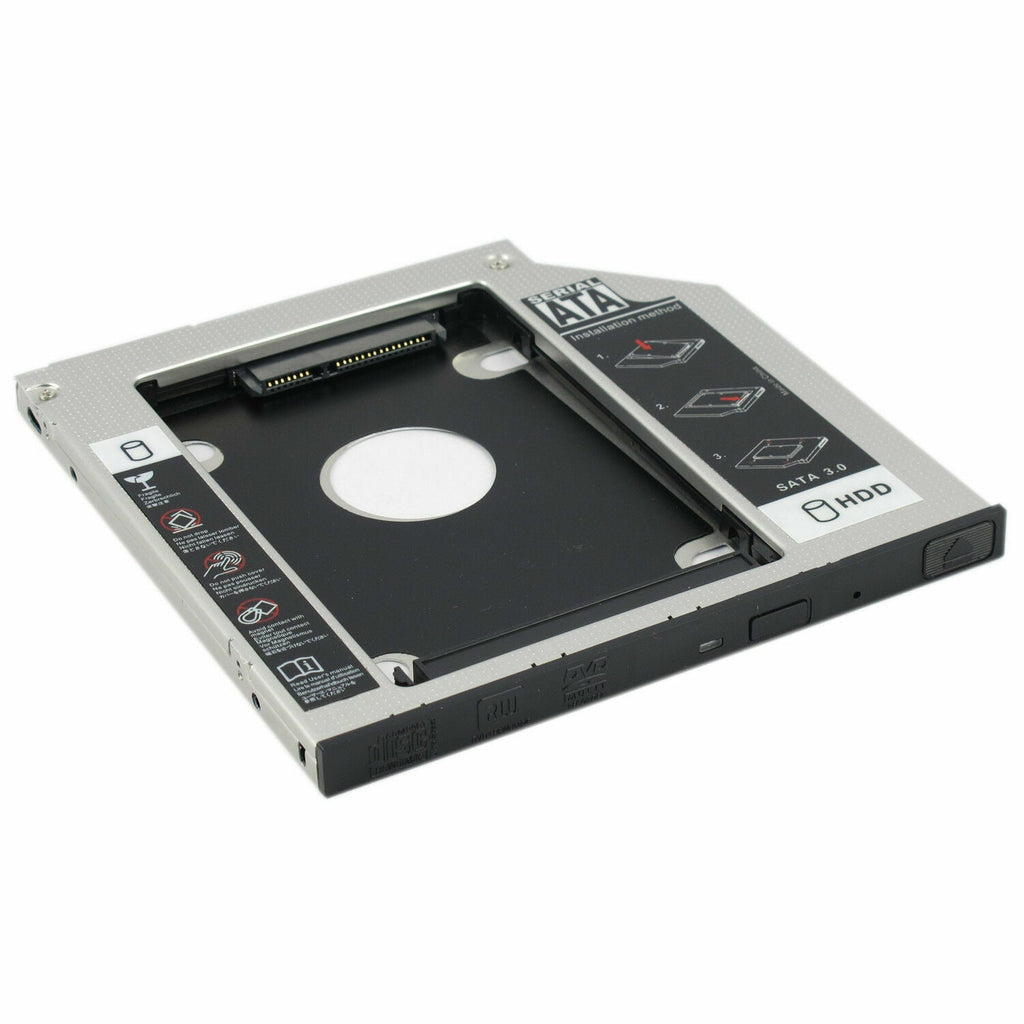 CD DVD ROM Optical Bay 9 5mm Universal SATA 2nd HDD SSD Hard Drive Caddy