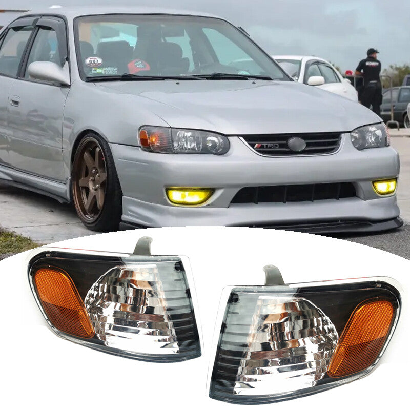Corner Signal Lights Lamps for Toyota Corolla 2001 2002 LE CE JDM Black Housing
