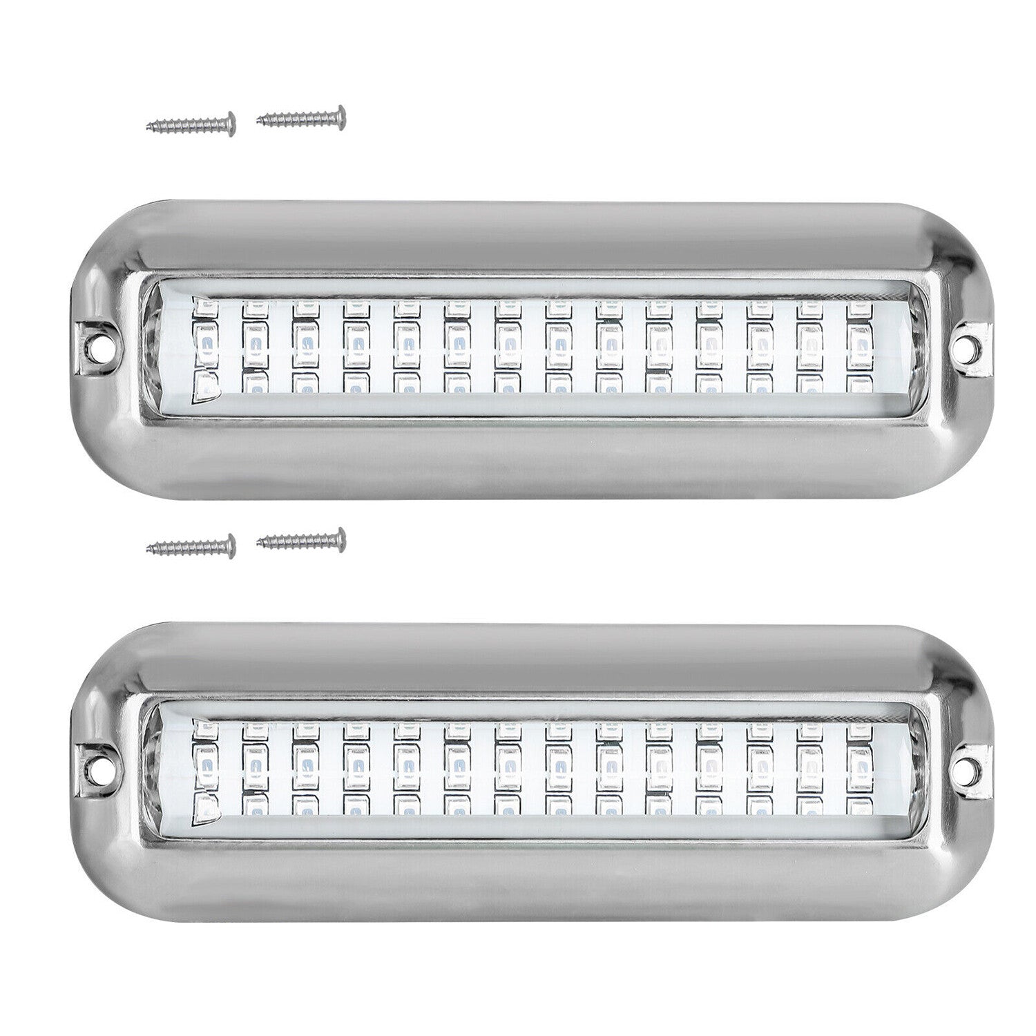 2x 42 LED Blue 316 Stainless Steel Underwater Boat Marine Transom Lights