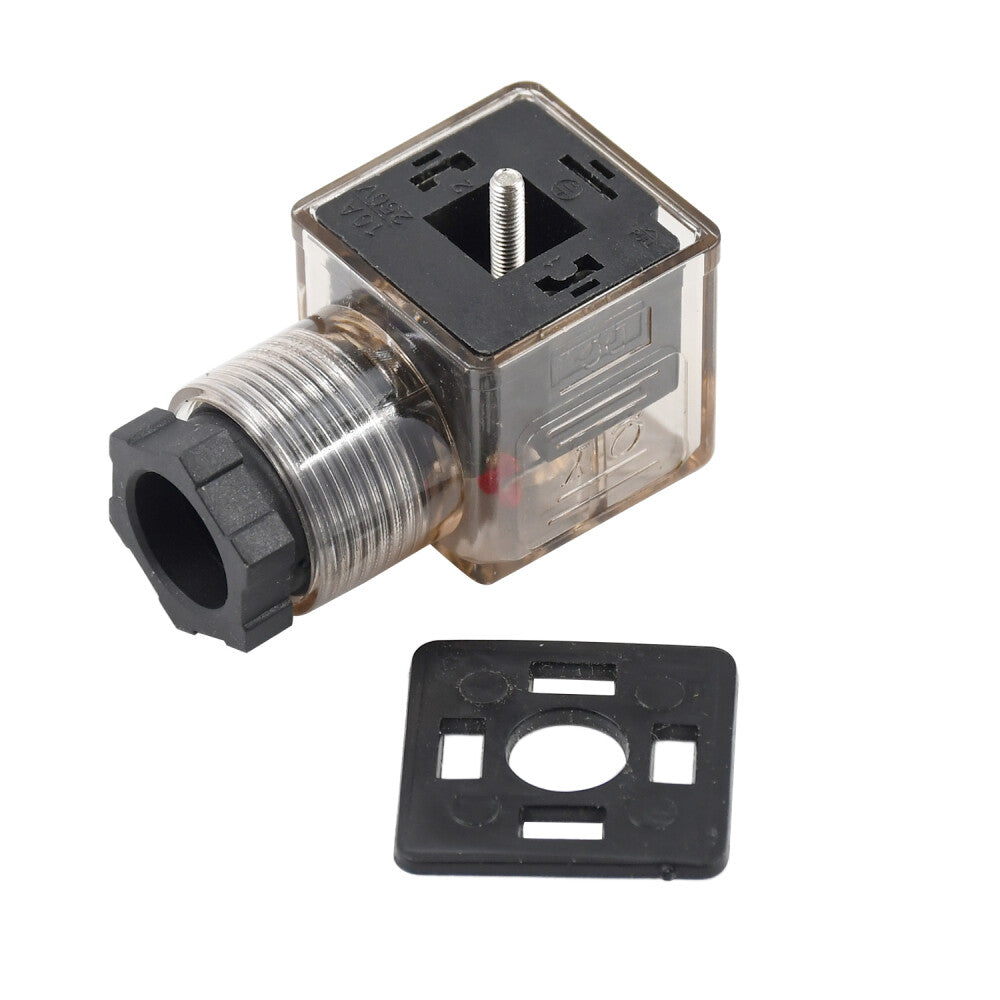 12V & 24V DIN 43650 Type A Solenoid 3 Prong Connector with Led Indicator Light