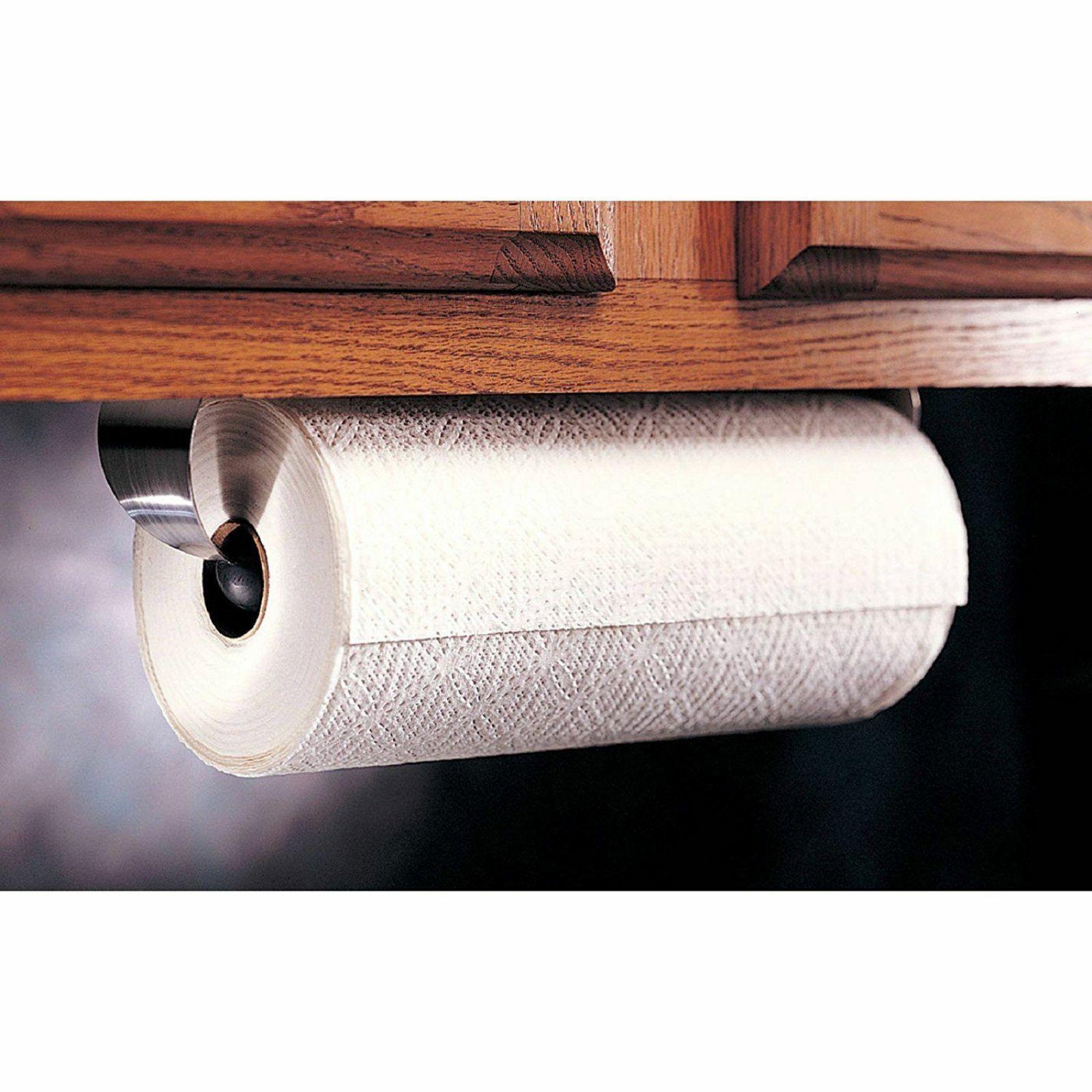 Paper Towel Holder Under Cabinet Wall Mount Steel Rack Kitchen