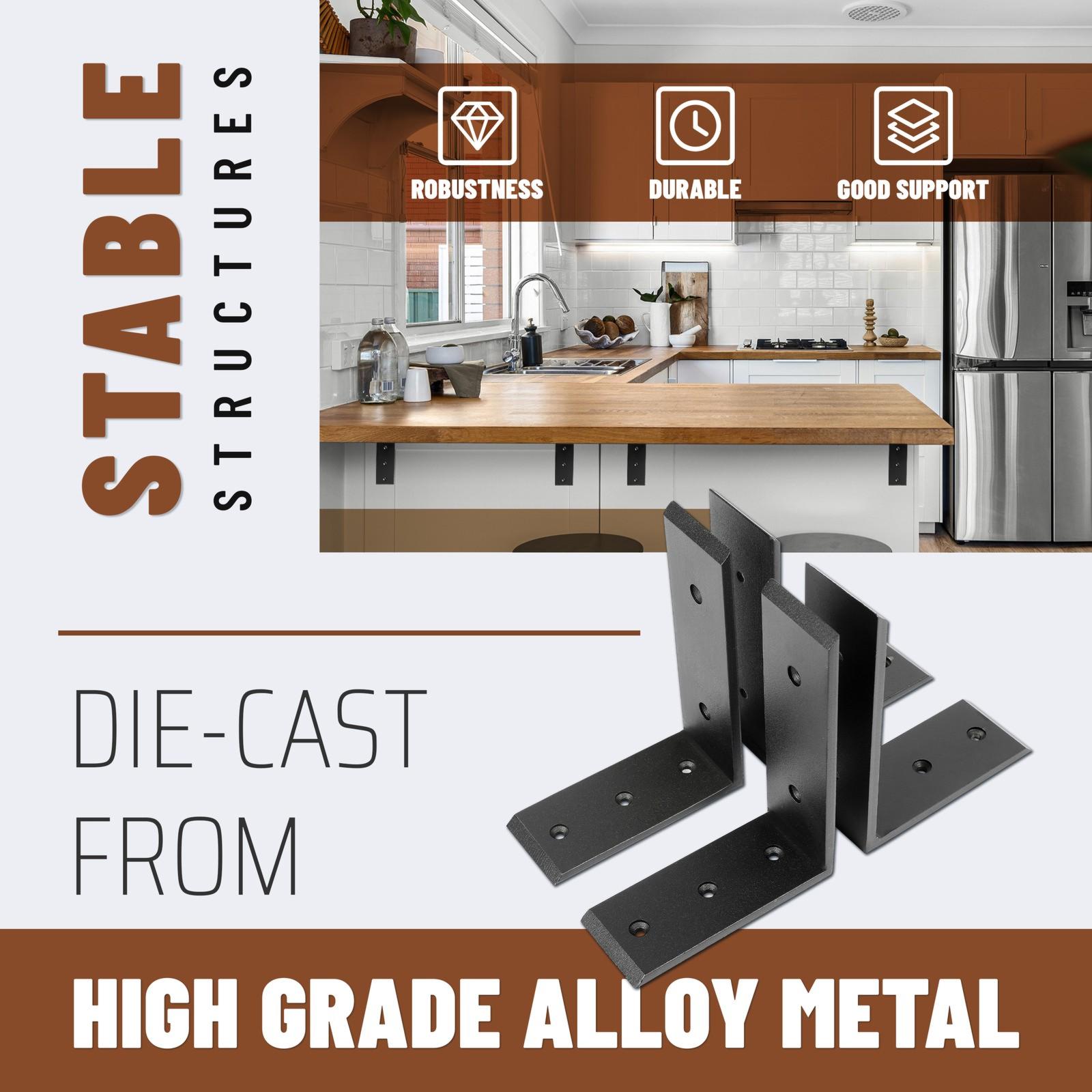 4 Heavy Duty Black Steel 6"x8" Countertop Support Brackets! Corbel Lot L Shelf