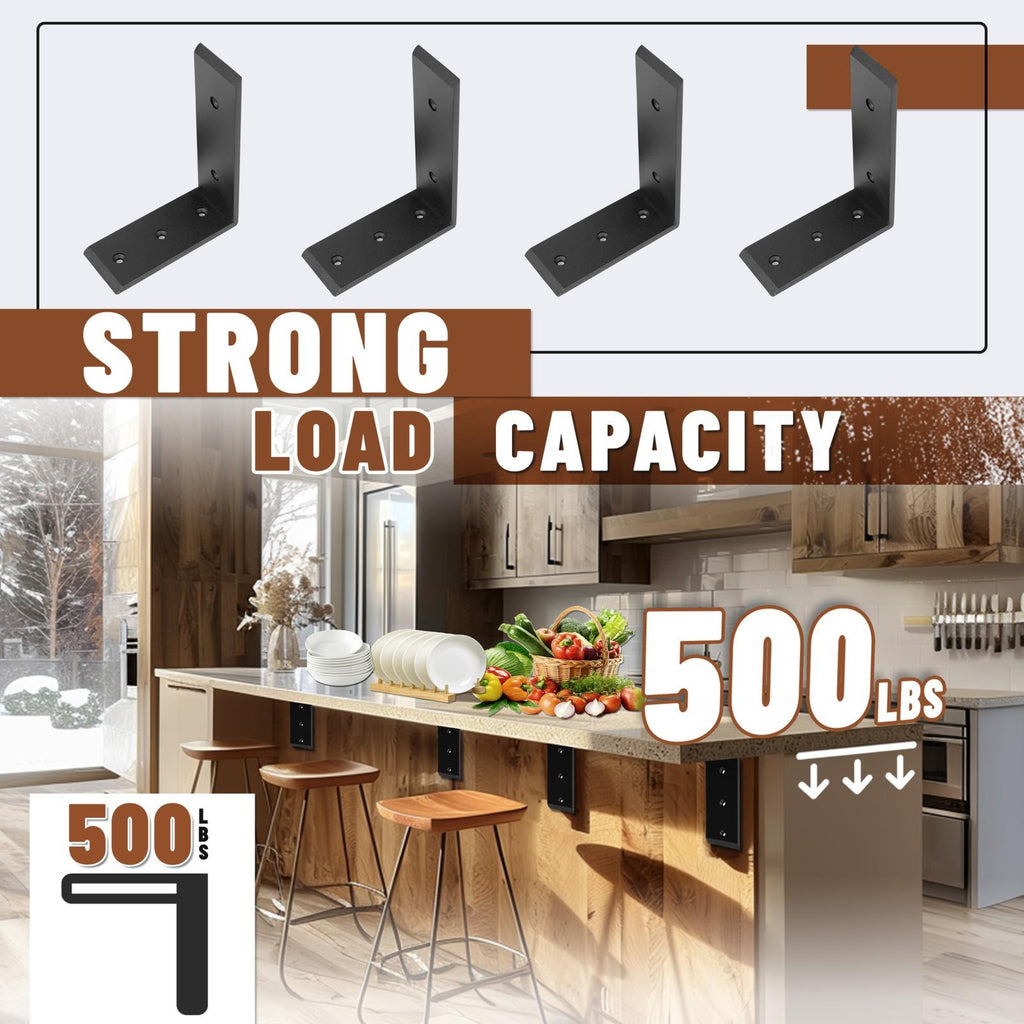 4 Heavy Duty Black Steel 6"x8" Countertop Support Brackets! Corbel Lot L Shelf