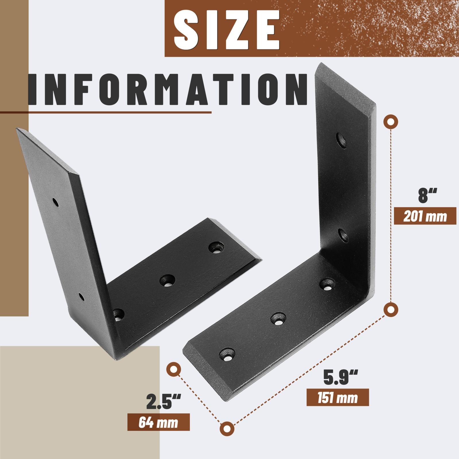 4 Heavy Duty Black Steel 6"x8" Countertop Support Brackets! Corbel Lot L Shelf