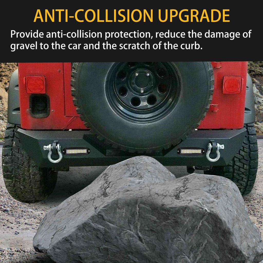 Rear Bumper W/Led Light D-Rings 2" receiver Fit 87-06 Jeep Wrangler YJ TJ