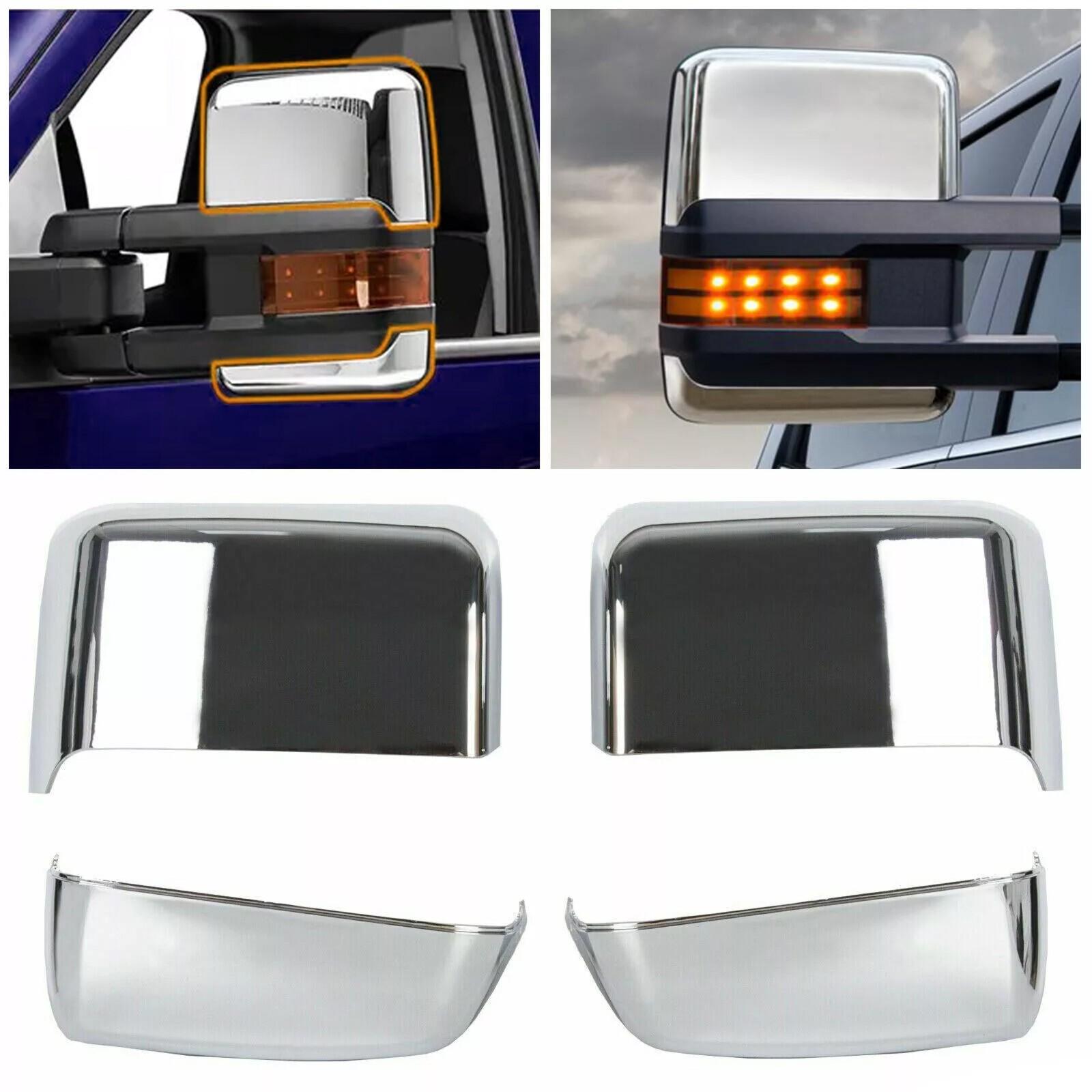For 2014-2019 Chevy Silverado GMC Sierra Chrome Tow Mirror Cap Cover Assemblies
