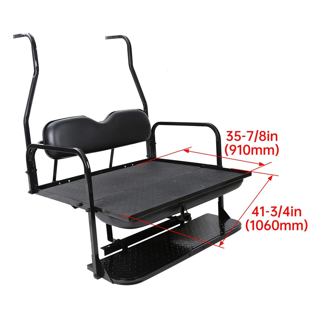 Fit Club Car DS 2000.5+ Golf Cart Flip Folding Rear Back Seat Kit - Black