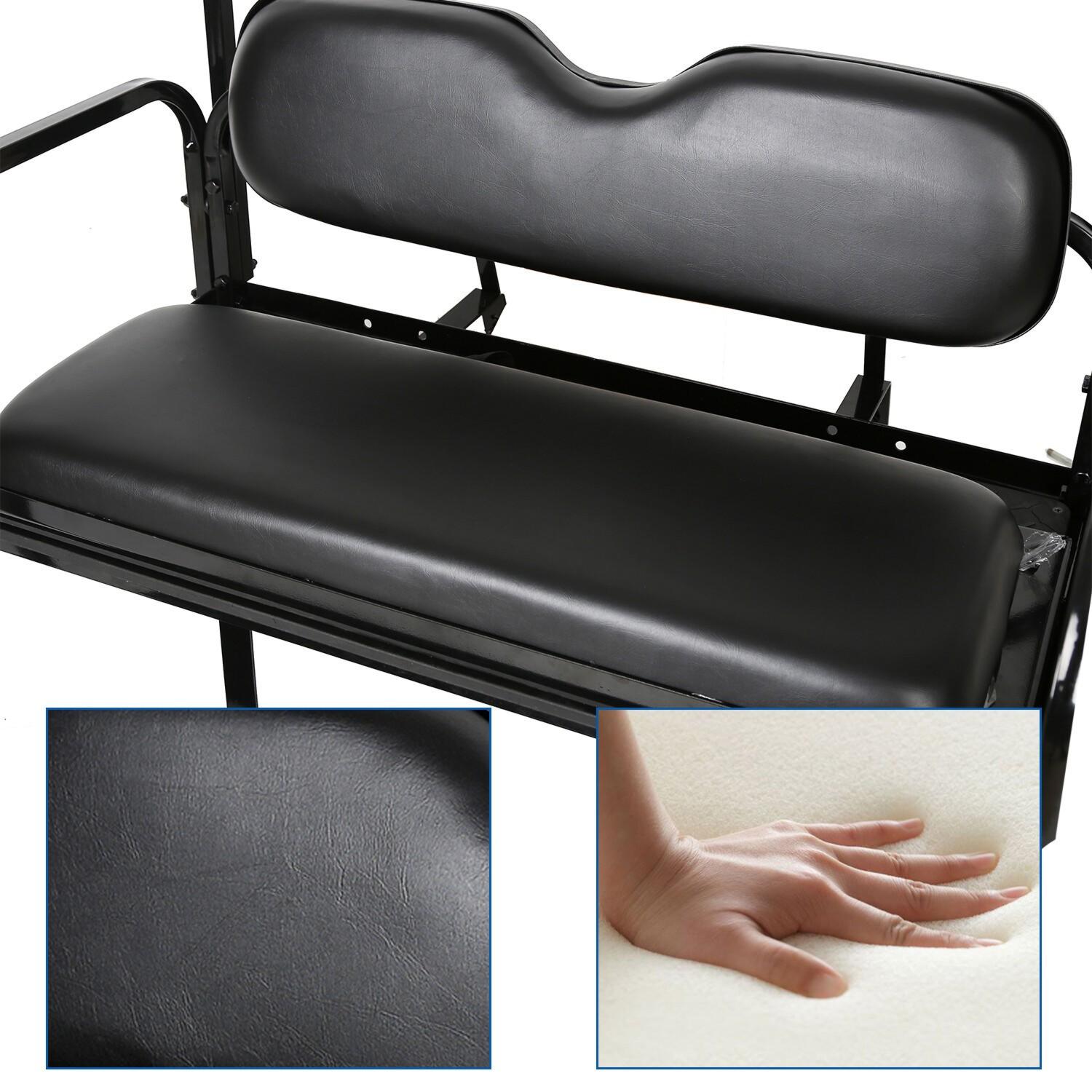 Fit Club Car DS 2000.5+ Golf Cart Flip Folding Rear Back Seat Kit - Black