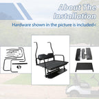 Fit Club Car DS 2000.5+ Golf Cart Flip Folding Rear Back Seat Kit - Black