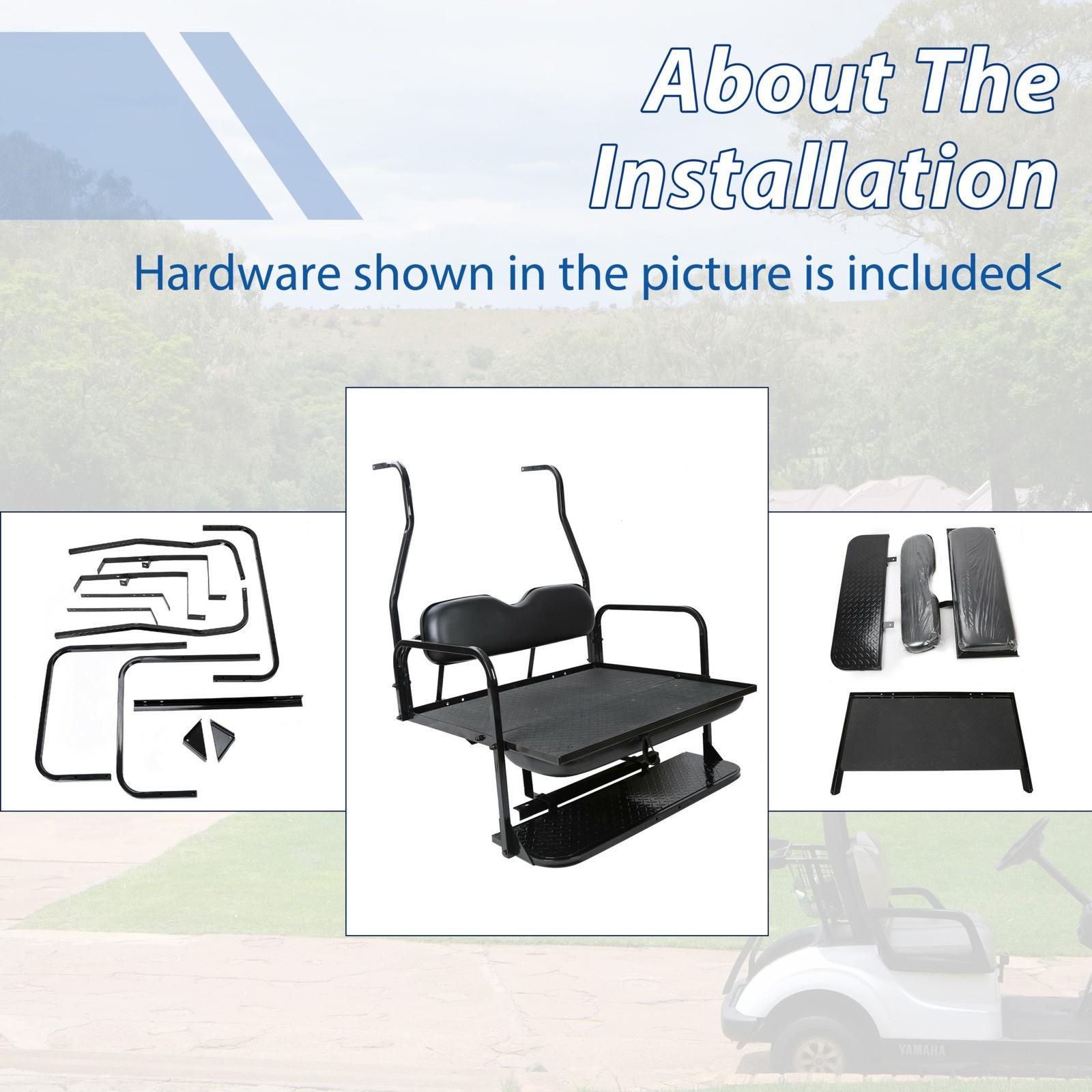 Fit Club Car DS 2000.5+ Golf Cart Flip Folding Rear Back Seat Kit - Black