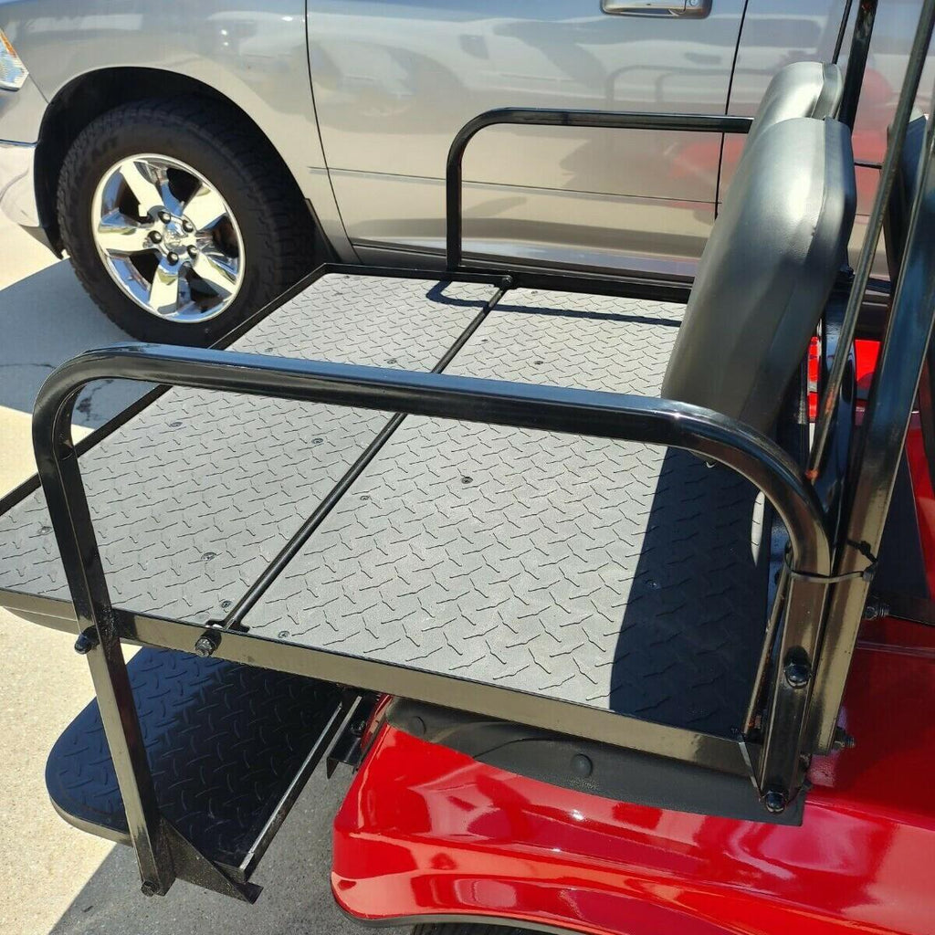 Fit Club Car DS 2000.5+ Golf Cart Flip Folding Rear Back Seat Kit - Black