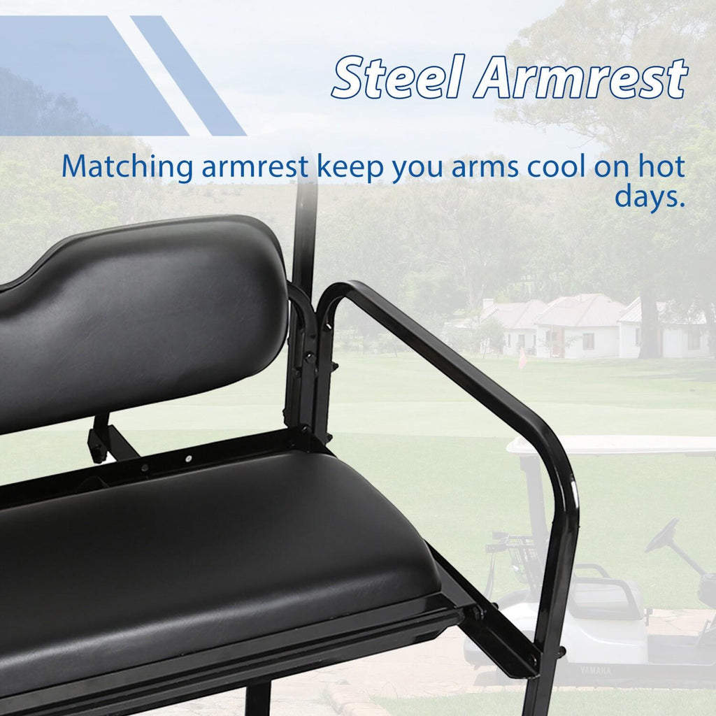 Fit Club Car DS 2000.5+ Golf Cart Flip Folding Rear Back Seat Kit - Black