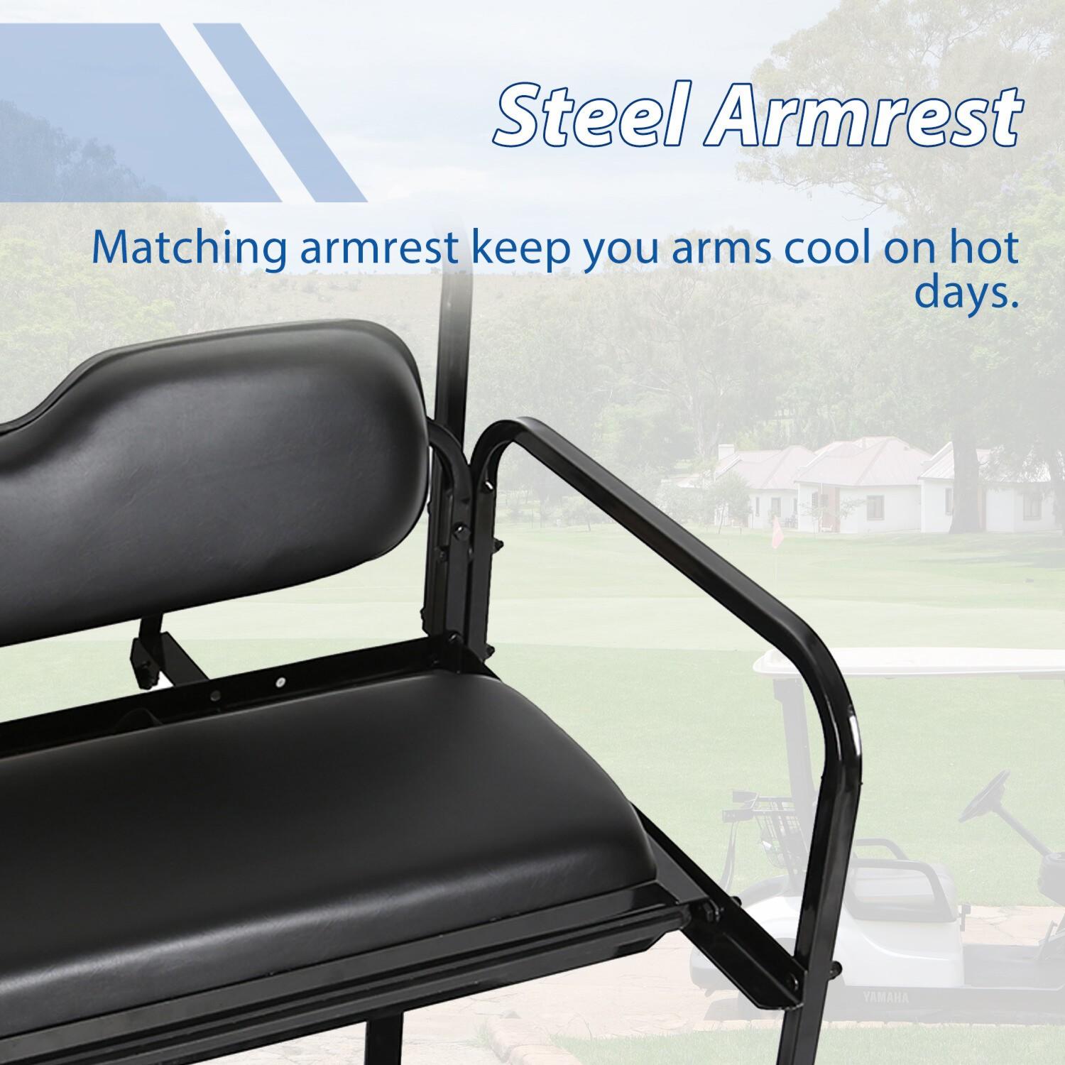Fit Club Car DS 2000.5+ Golf Cart Flip Folding Rear Back Seat Kit - Black