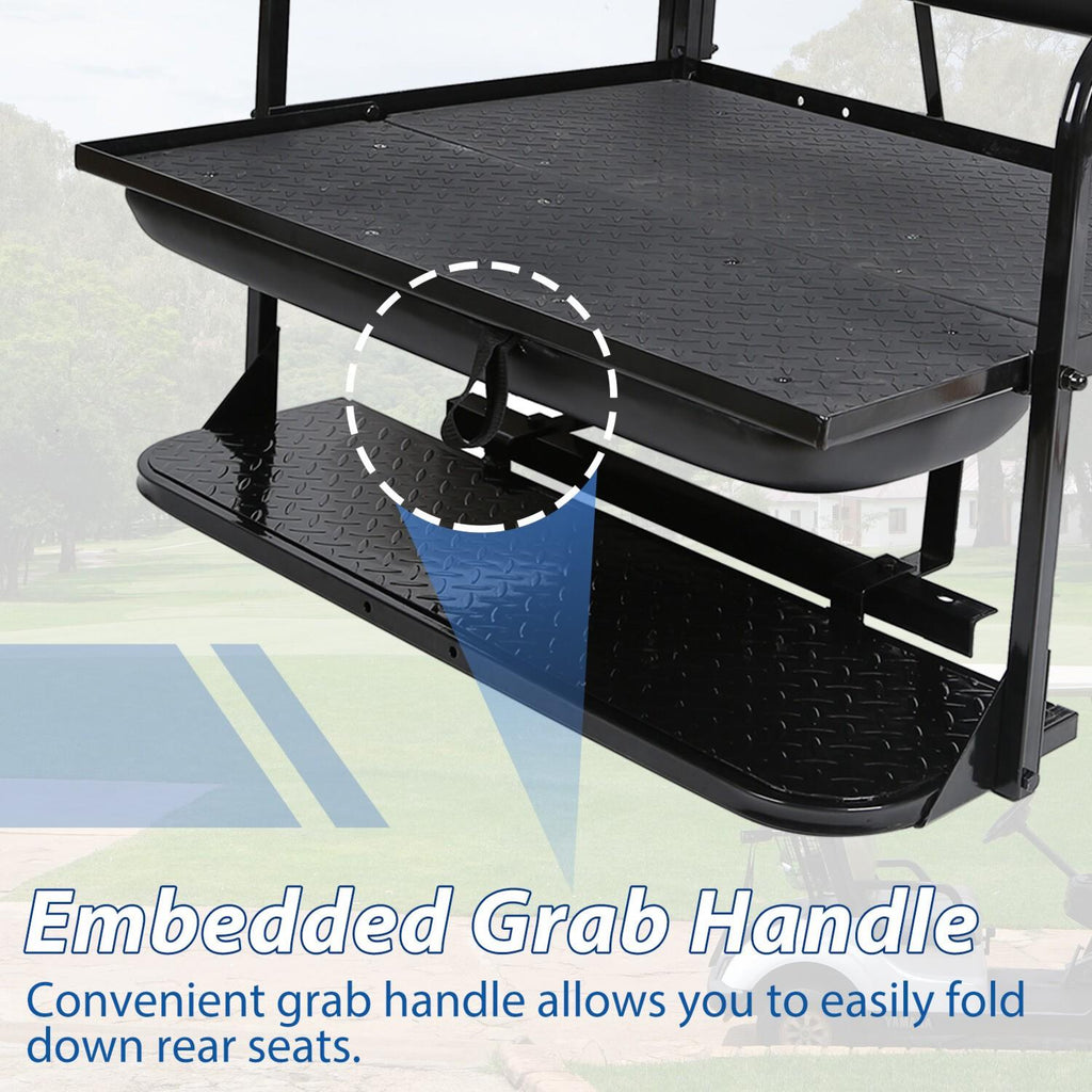 Fit Club Car DS 2000.5+ Golf Cart Flip Folding Rear Back Seat Kit - Black