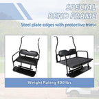 Fit Club Car DS 2000.5+ Golf Cart Flip Folding Rear Back Seat Kit - Black