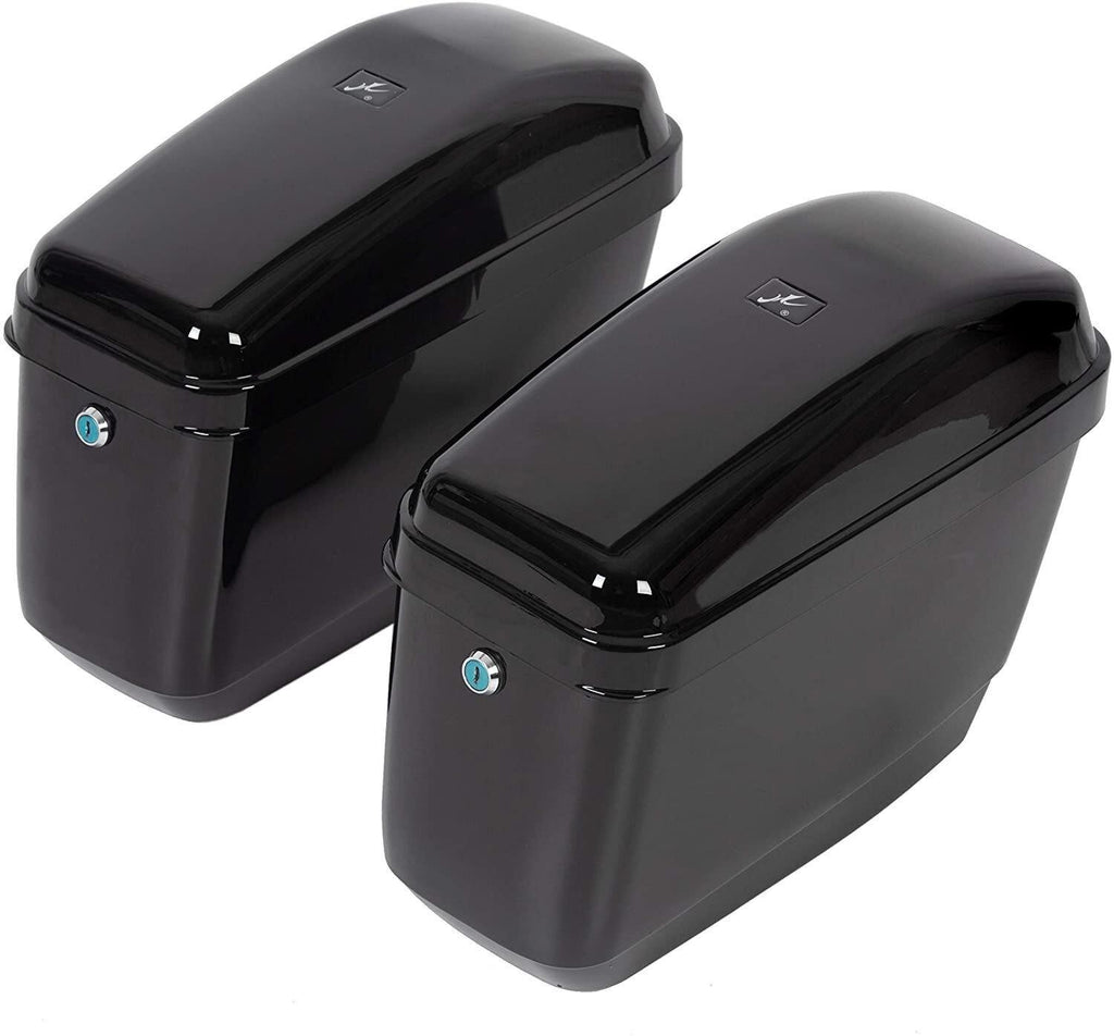 Black Hard Saddle Bags Trunk Luggage Motorcycle For Harley Softail Yamaha XV SR