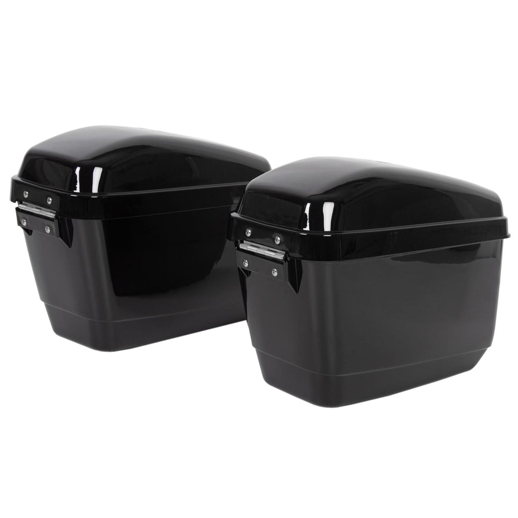 Black Hard Saddle Bags Trunk Luggage Motorcycle For Harley Softail Yamaha XV SR