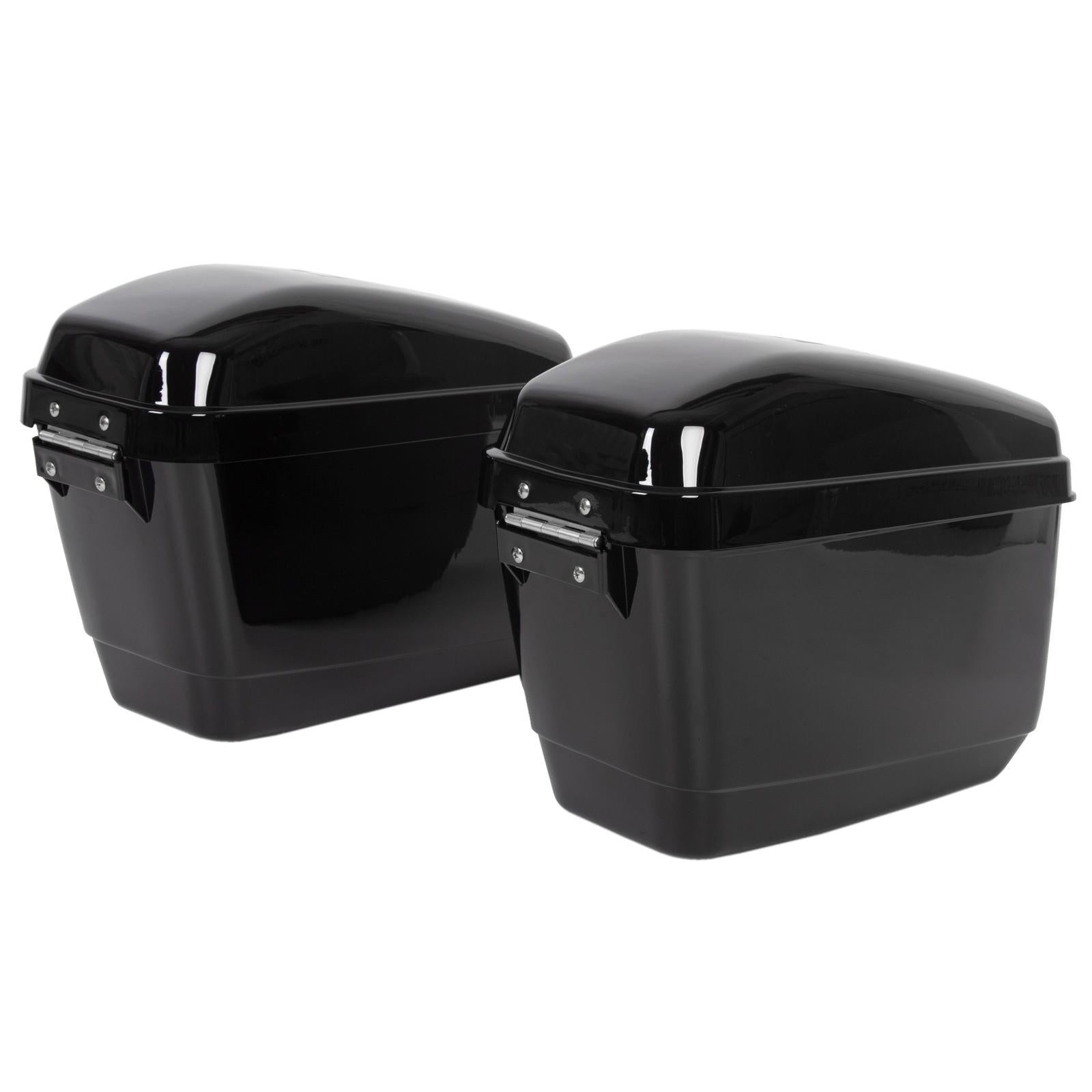 Black Hard Saddle Bags Trunk Luggage Motorcycle For Harley Softail Yamaha XV SR