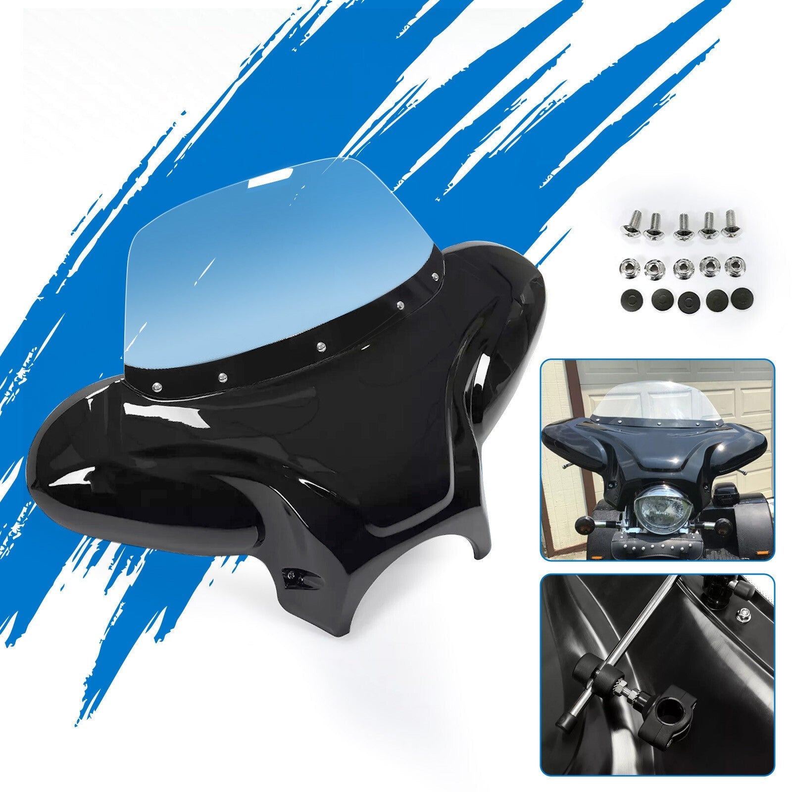 For Harley Kawasaki Honda Motorcycle Universal Front Fairing Batwing Windshield