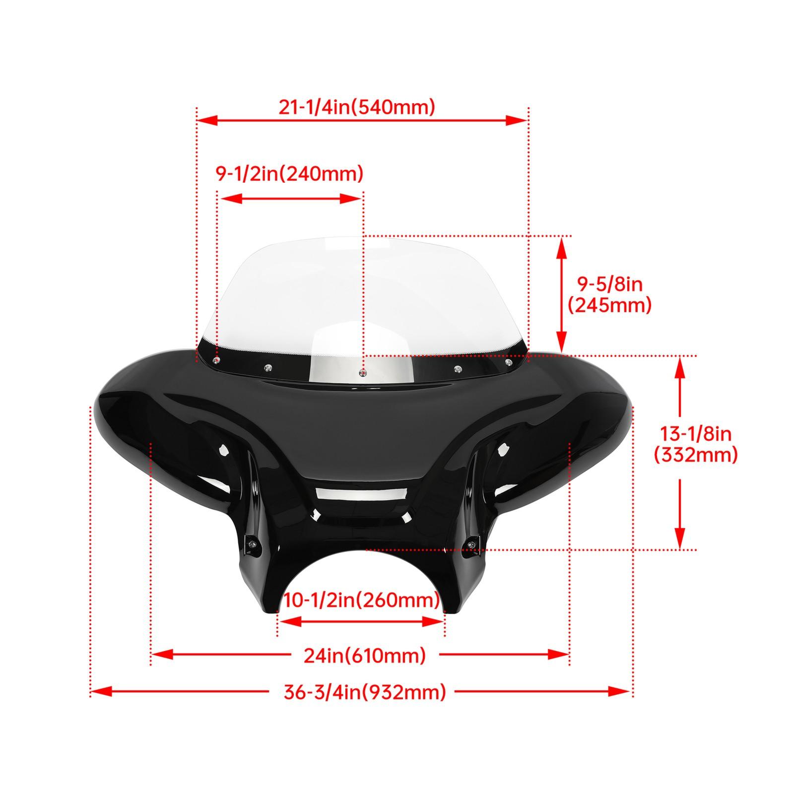 For Harley Kawasaki Honda Motorcycle Universal Front Fairing Batwing Windshield