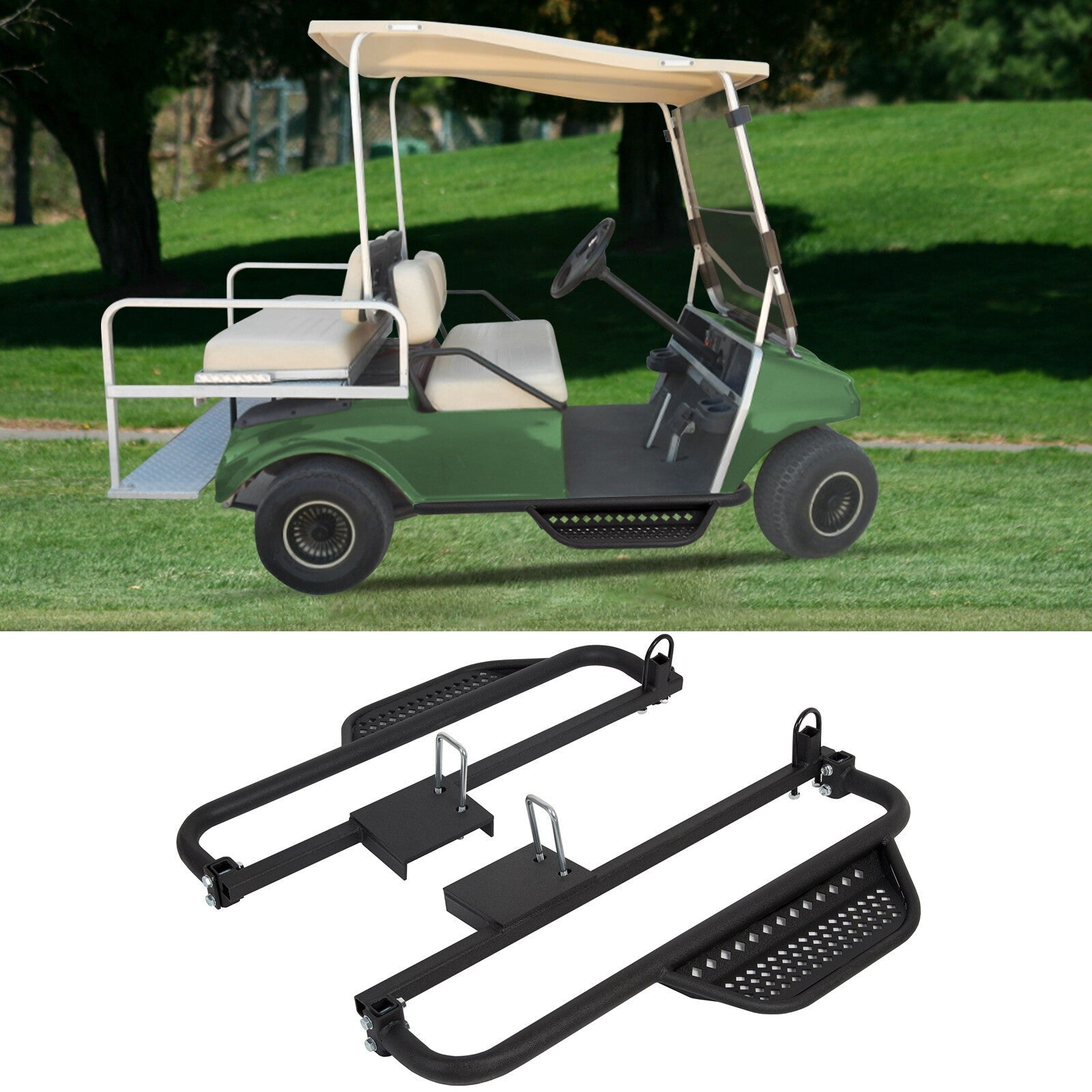 Pair Heavy Duty Steel Nerf Bars / Running Boards For Club Car DS 1982-UP
