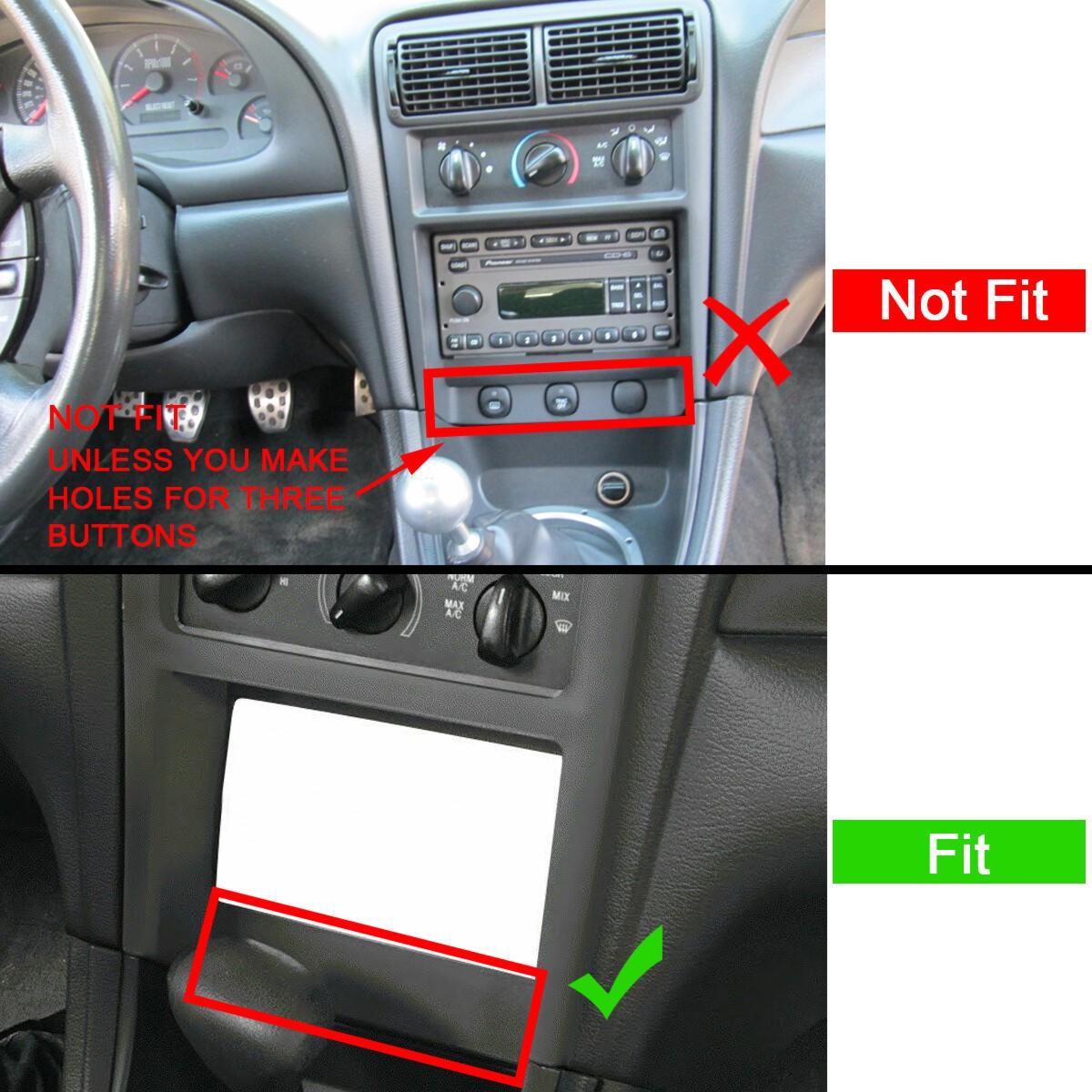 For 1994-2002 Ford Mustang Car Stereo Radio Single/Double DIN Dash Kit Bezel