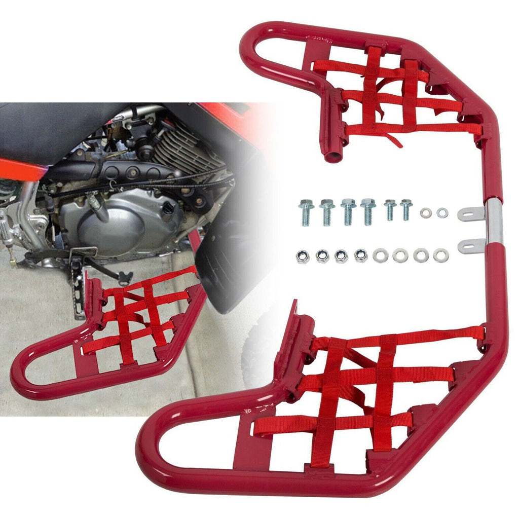 For YAMAHA  WARRIOR 350 YFM350X 1987-2004 Red Nerf Bars w/ Nets Aluminum
