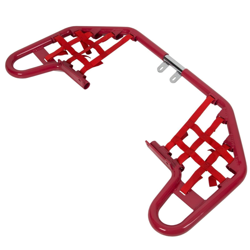 For YAMAHA  WARRIOR 350 YFM350X 1987-2004 Red Nerf Bars w/ Nets Aluminum