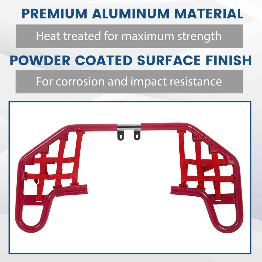 For YAMAHA  WARRIOR 350 YFM350X 1987-2004 Red Nerf Bars w/ Nets Aluminum