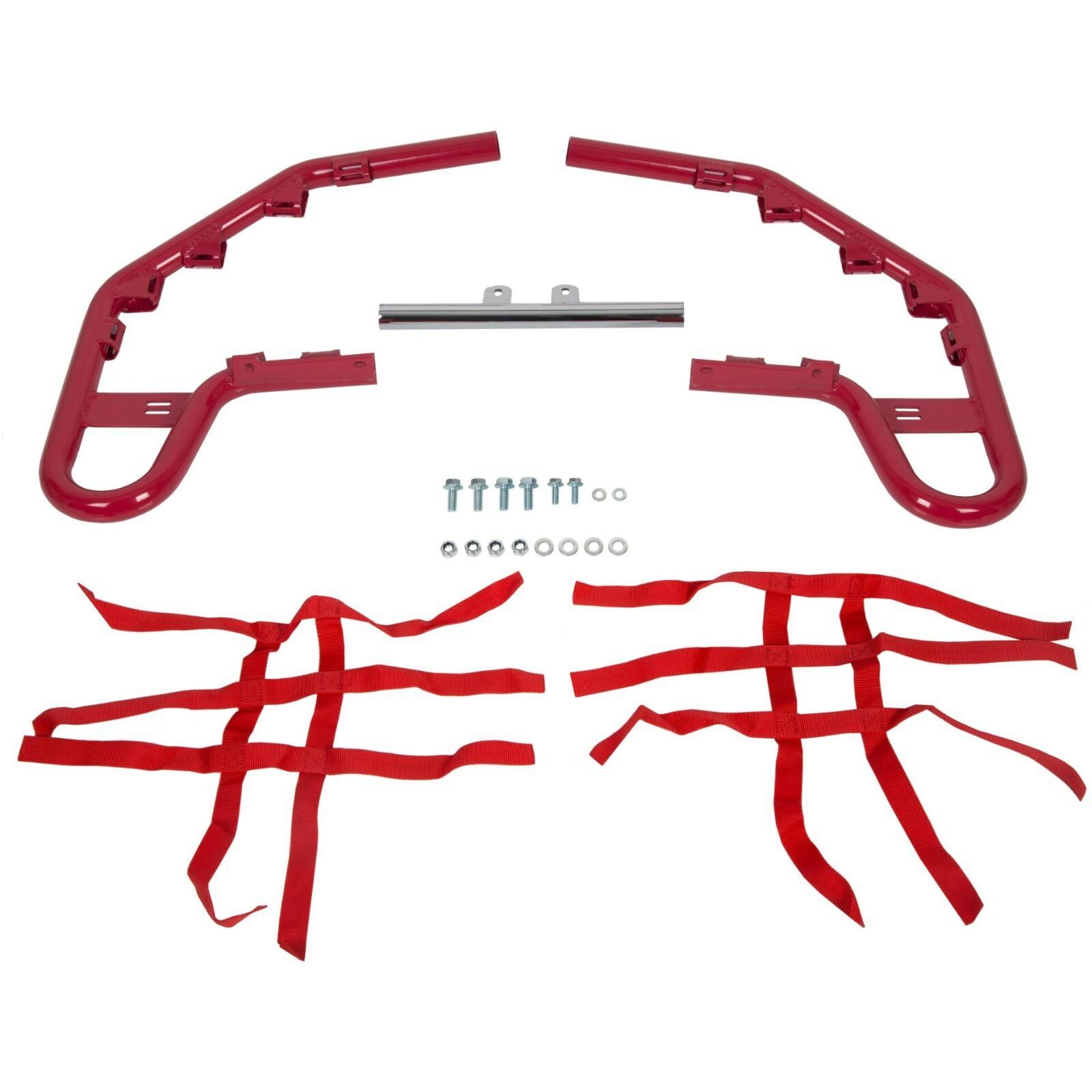 For YAMAHA  WARRIOR 350 YFM350X 1987-2004 Red Nerf Bars w/ Nets Aluminum