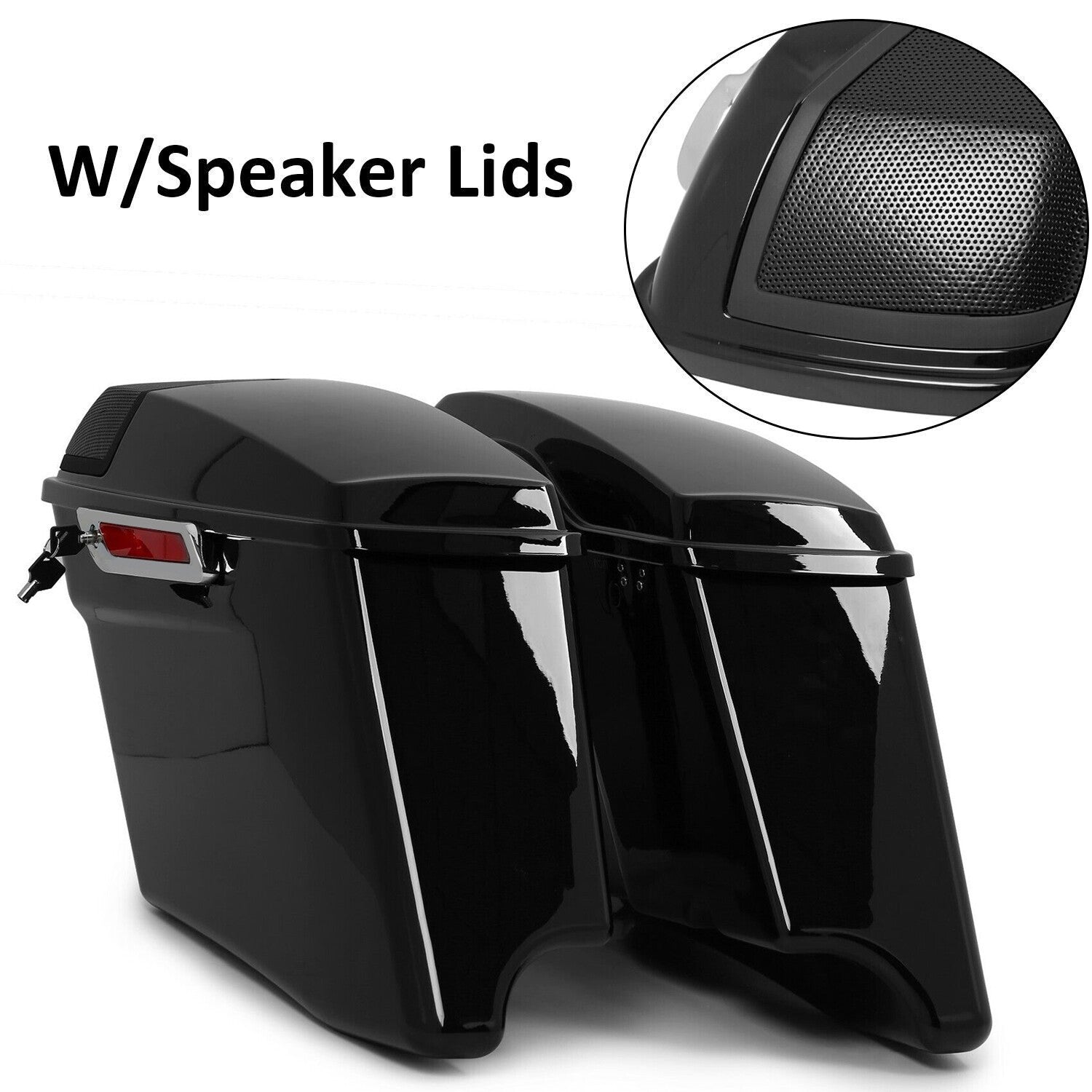 4" Stretched Hard SaddleBags 5x7 Speaker Lids For Harley Street Road Glide 2014+