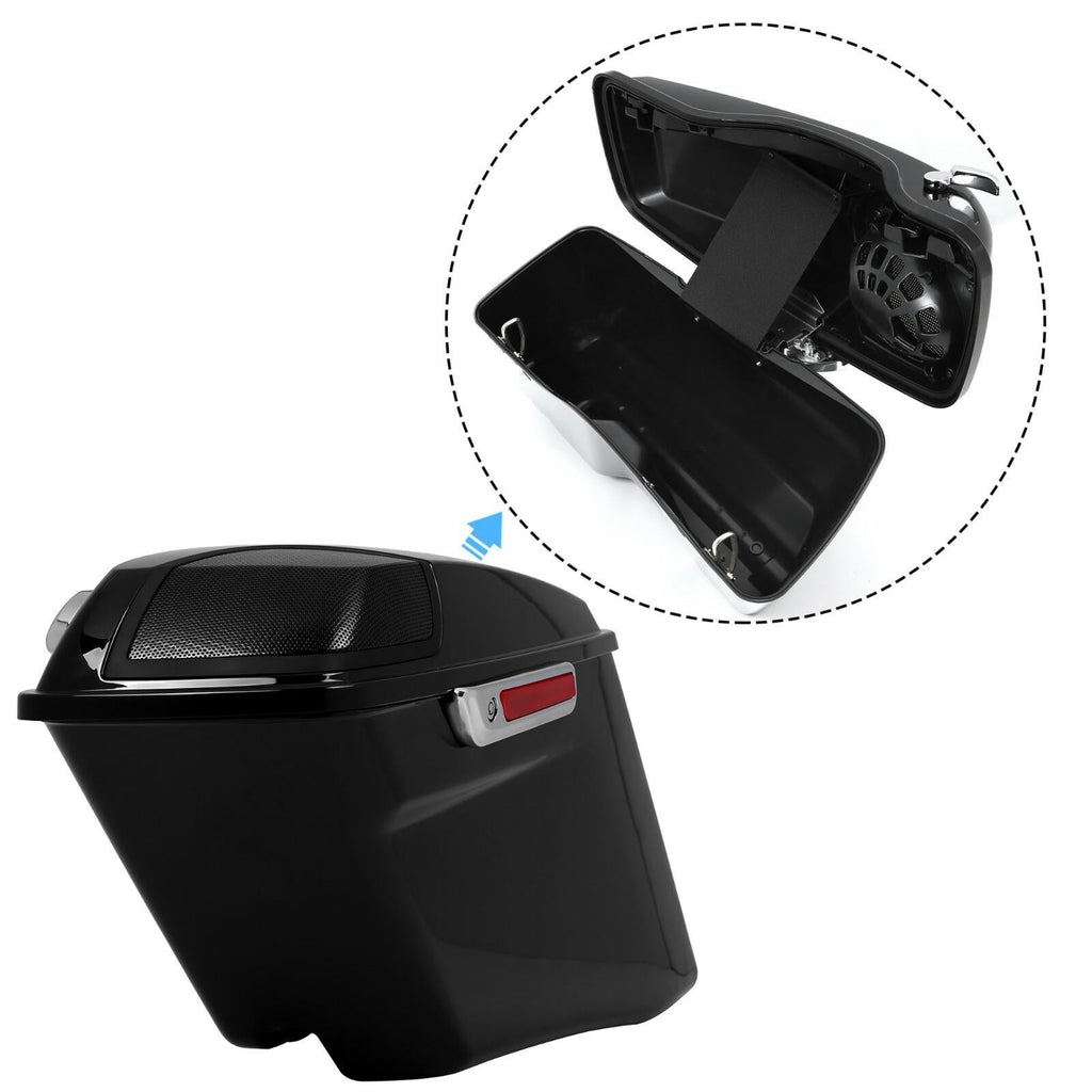 4" Stretched Hard SaddleBags 5x7 Speaker Lids For Harley Street Road Glide 2014+