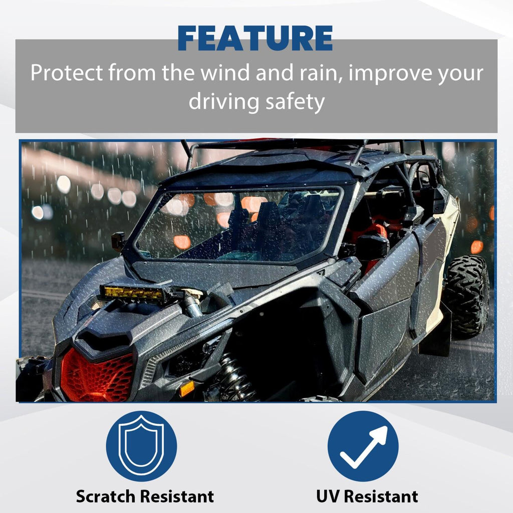 Full Glass Windshield Black W/O wiper For 2017-up Can Am Maverick X3